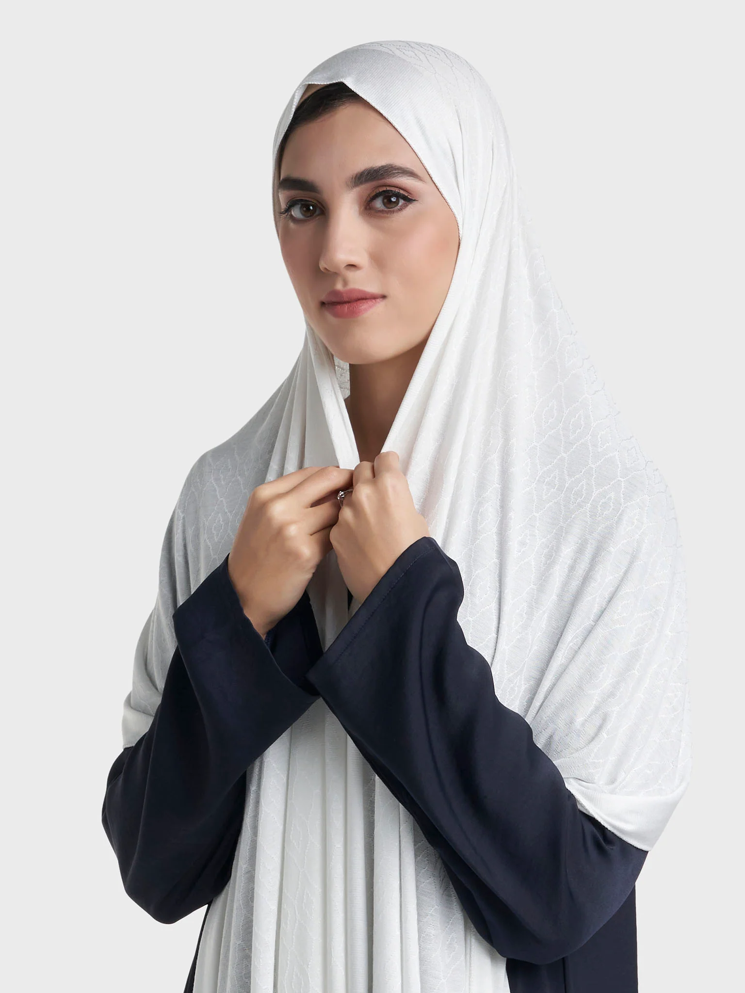 Floral Jacquard Self Print Jersey Hijab (SRKP22127L) - Image 8