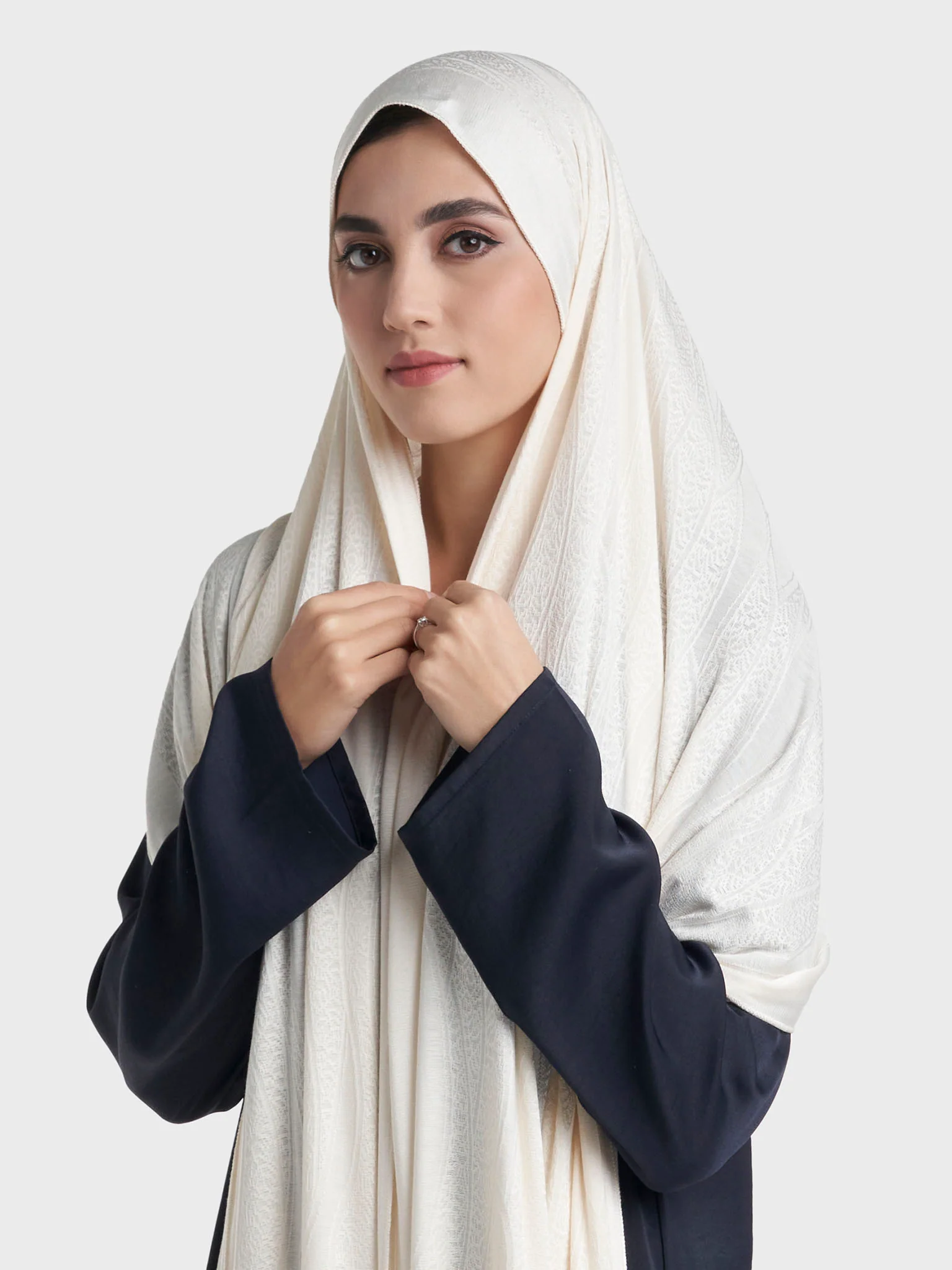 Veins Jacquard Self Print Jersey Hijab (SRKP22129L) - Image 19