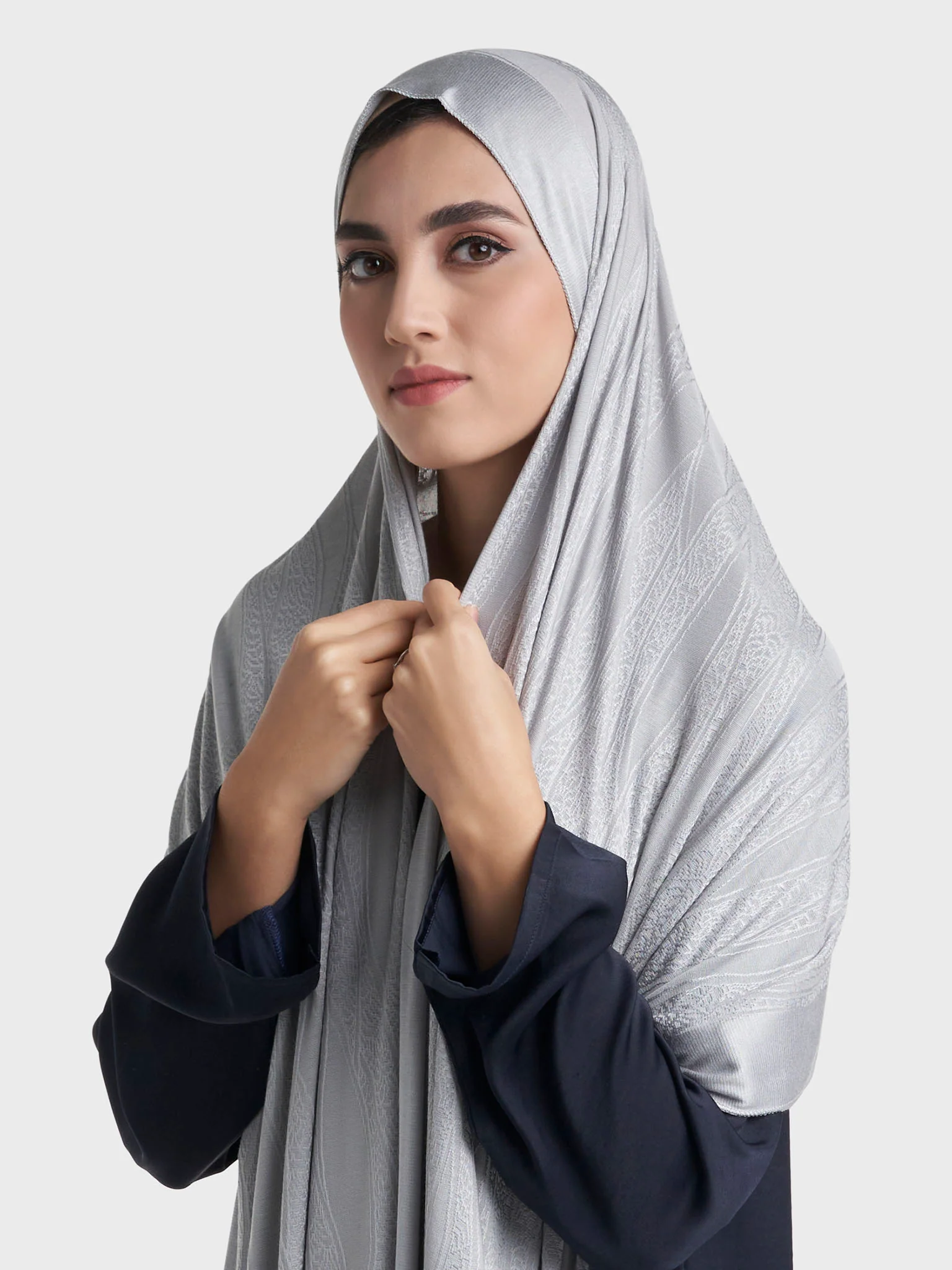 Veins Jacquard Self Print Jersey Hijab (SRKP22129L) - Image 25