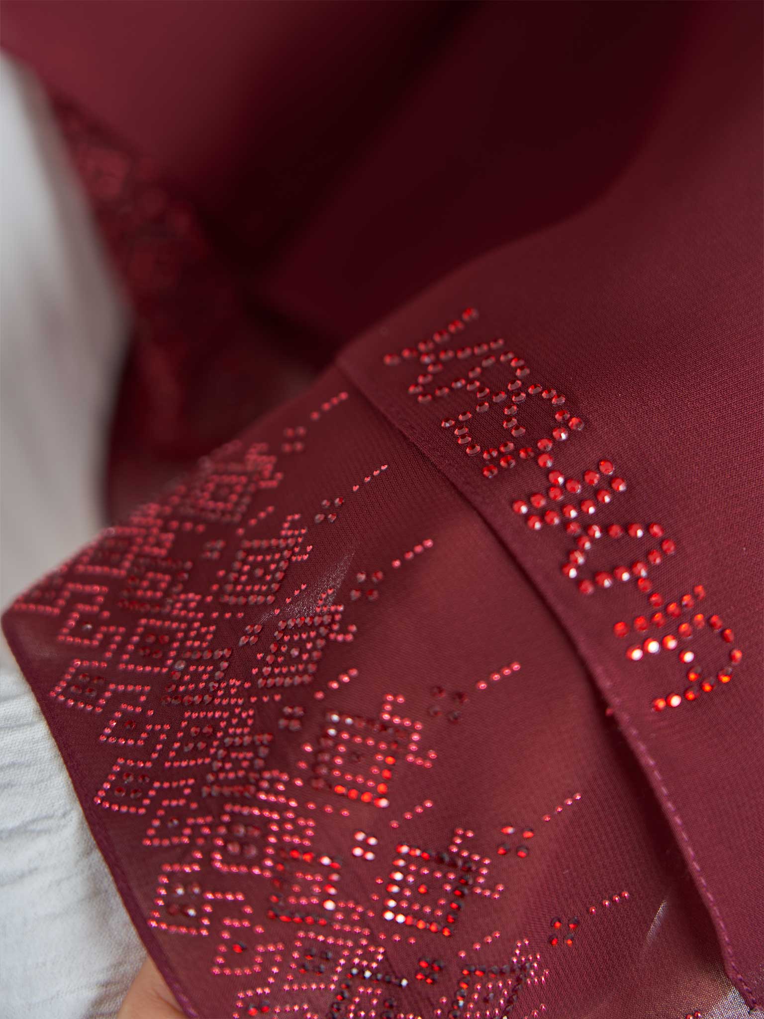 Chiffon Hijab With Geometric Stone Work Border (KP18069L) - Image 31