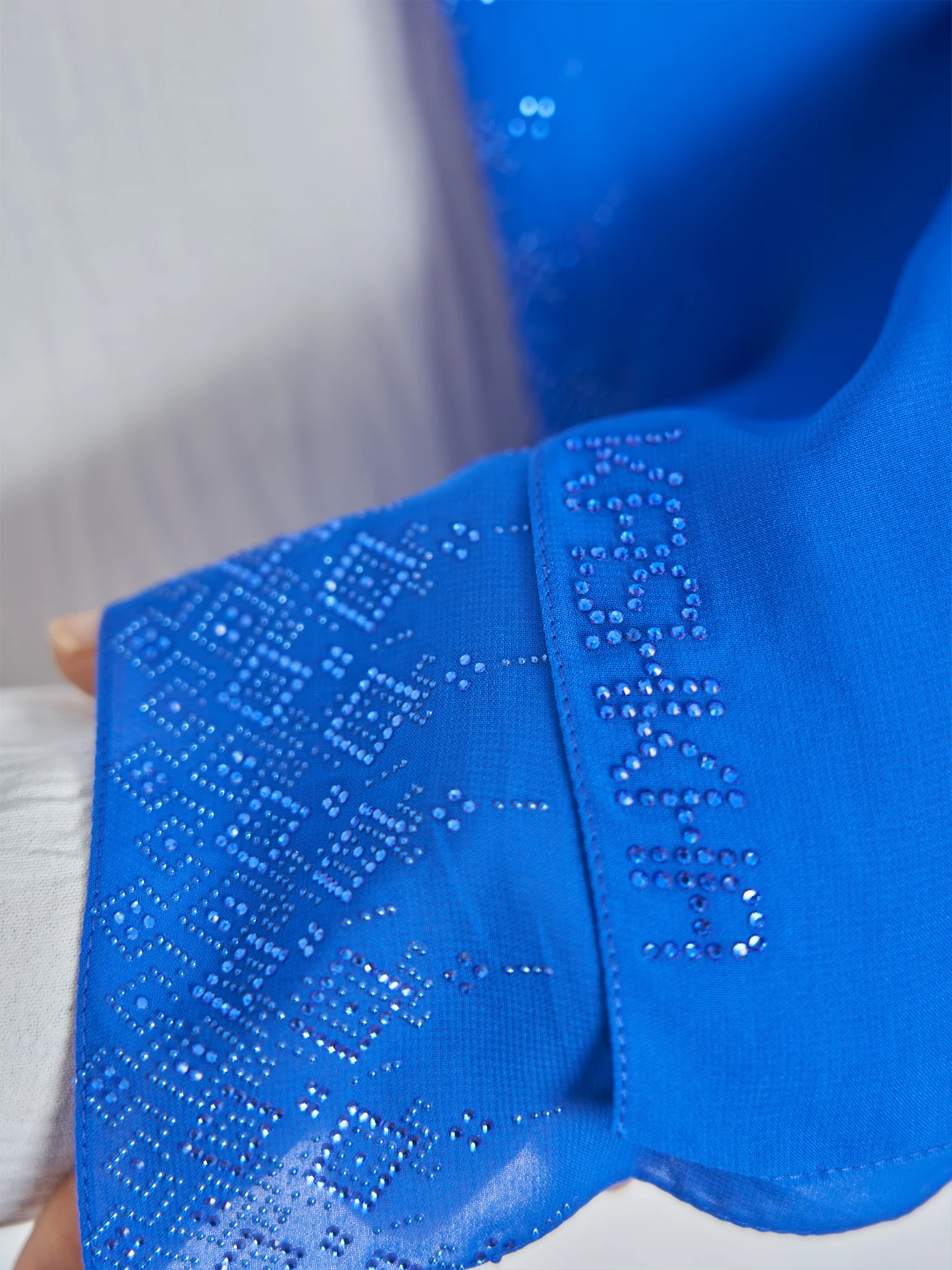 Chiffon Hijab With Geometric Stone Work Border (KP18069L) - Image 6