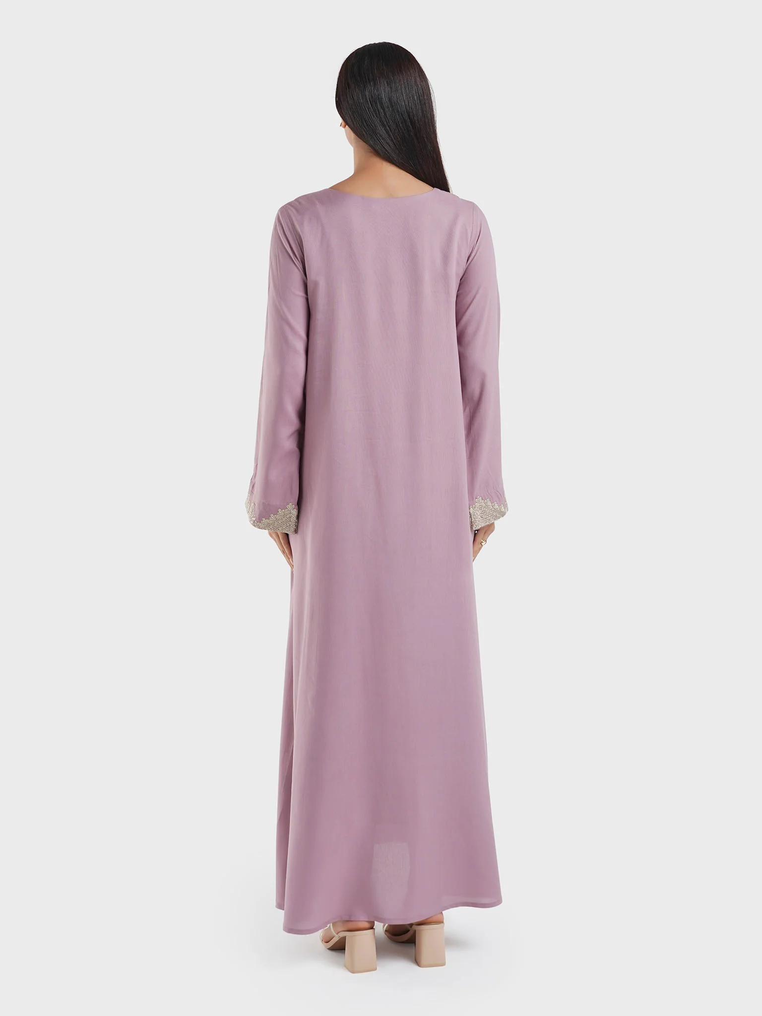 Mauve Solid Color Zari Thread Embrodered Jalabiya(VB2679) - Image 4
