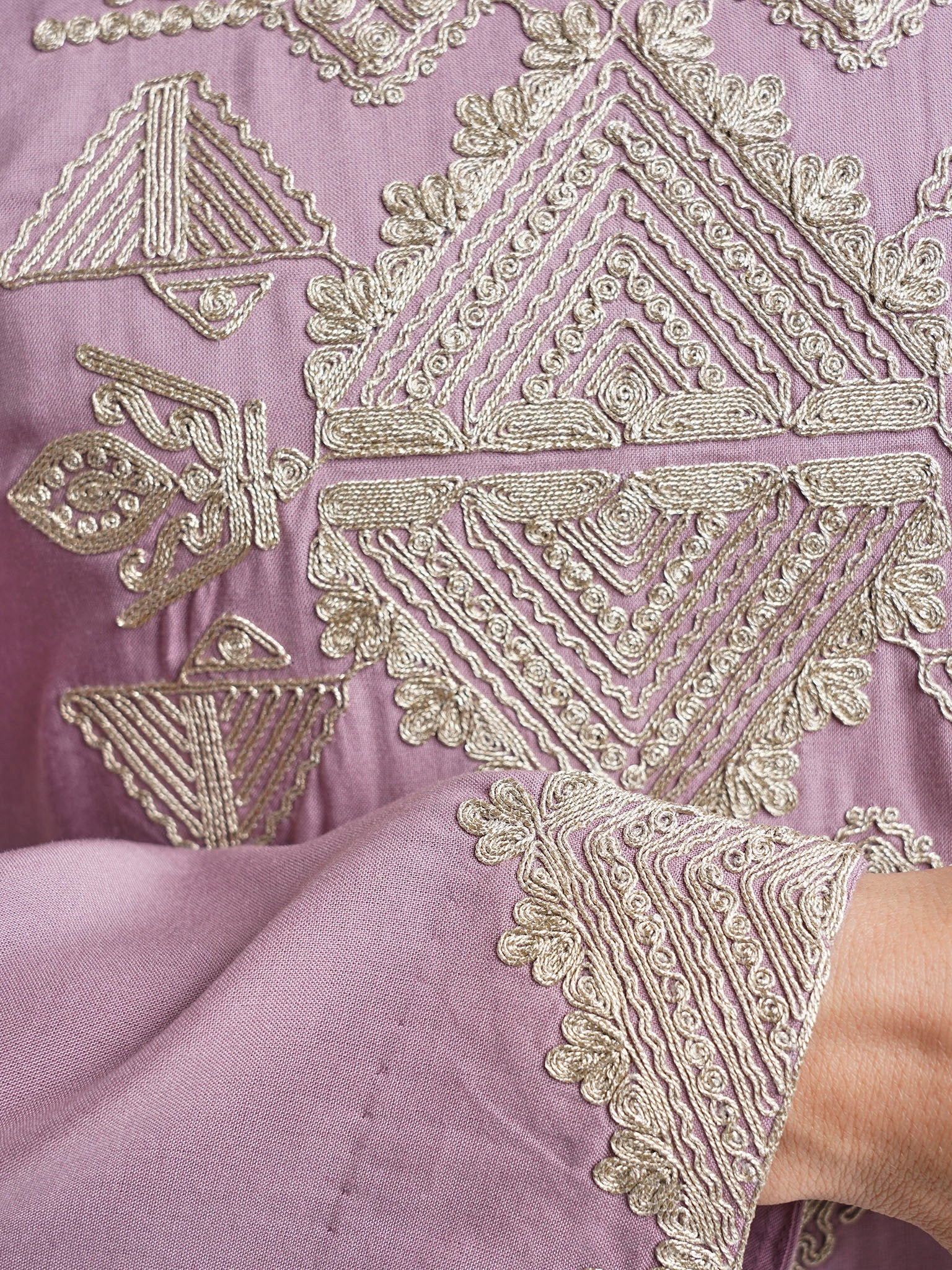 Mauve Solid Color Zari Thread Embrodered Jalabiya(VB2679) - Image 5