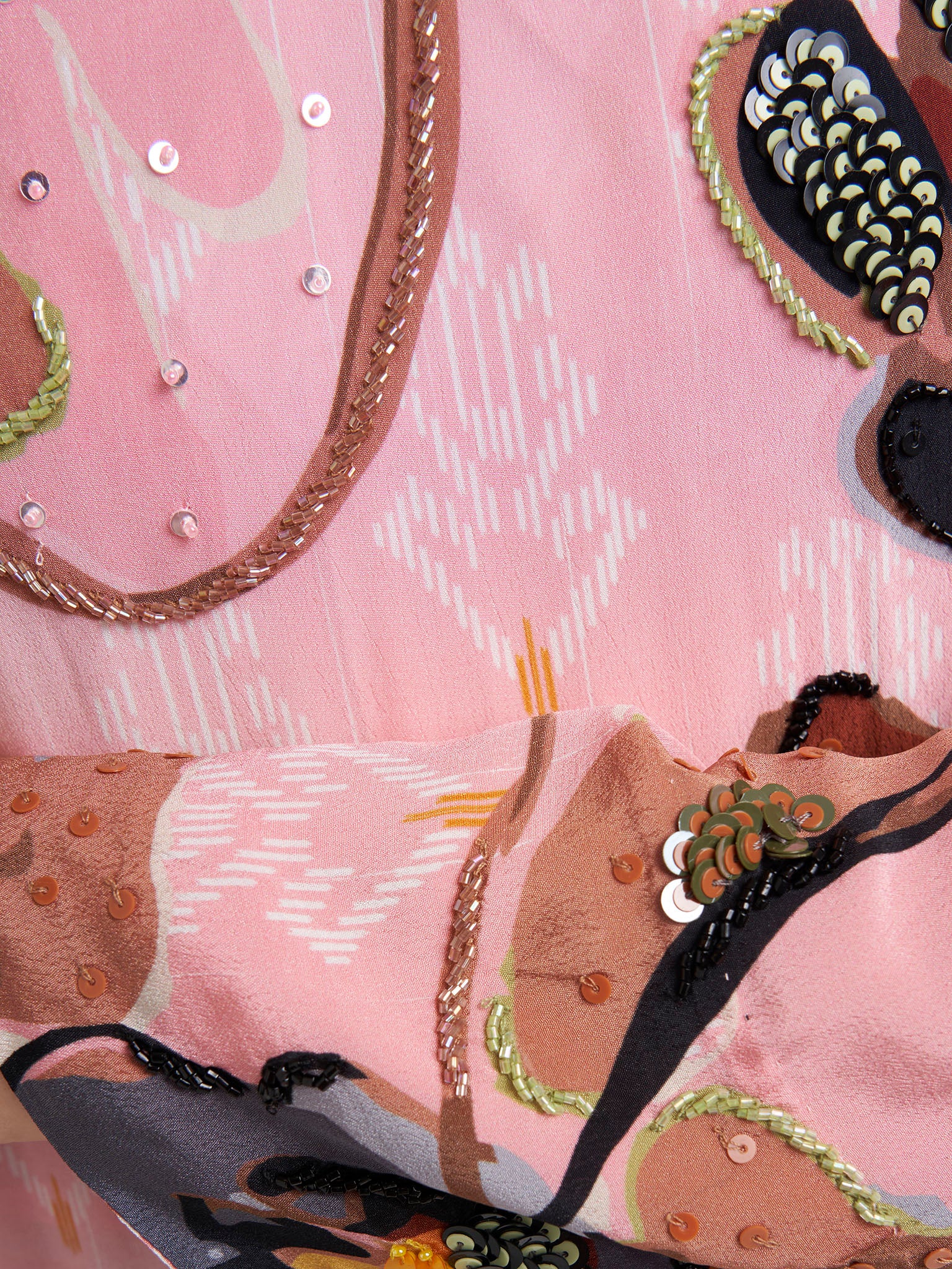 Baby Pink Viscose Crepe Print Handwork Jalabiya(VDK356) - Image 5