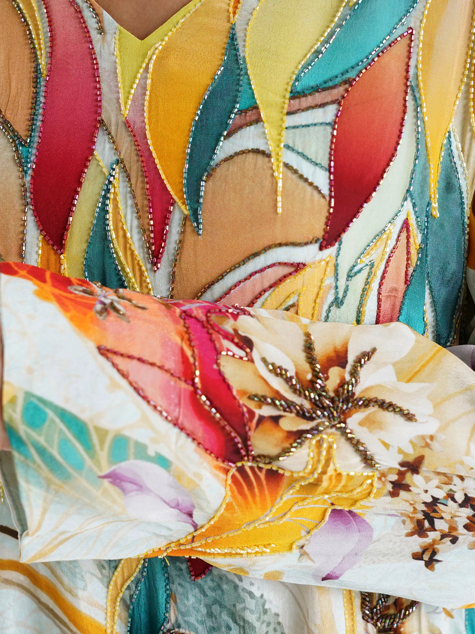 Multi Floral and Abstract Printed Viscose Crepe Jalabiya (VDU850) - Image 5