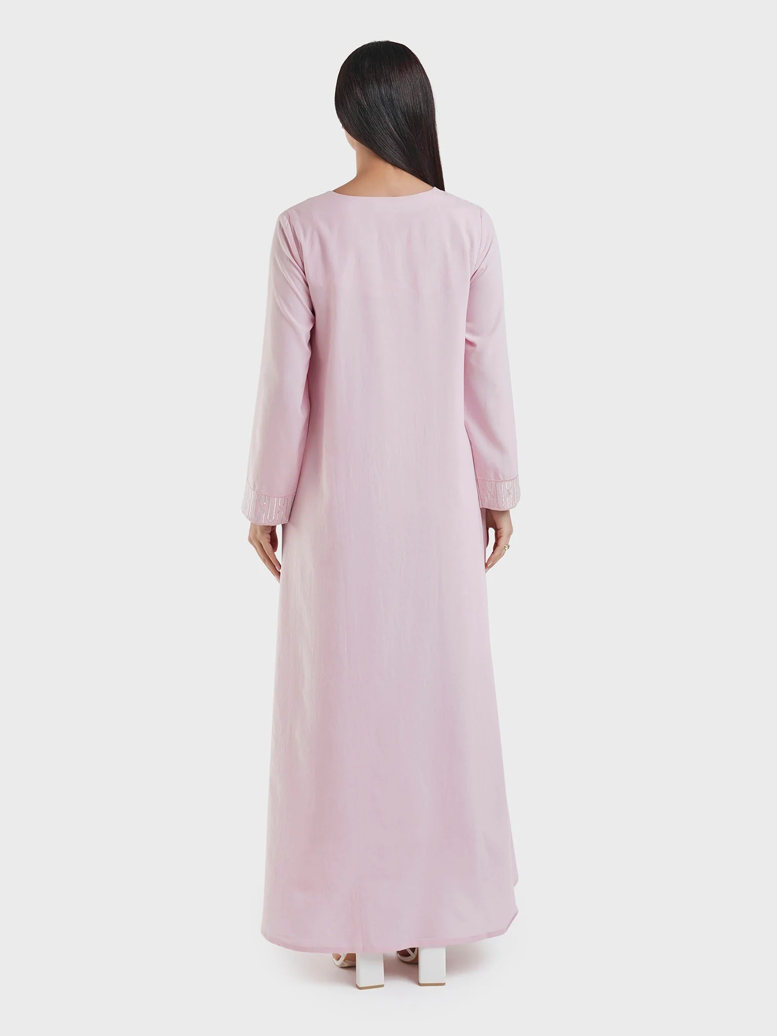 Solid Color Machine Embroidered Jalabiya (VW352) - Image 11