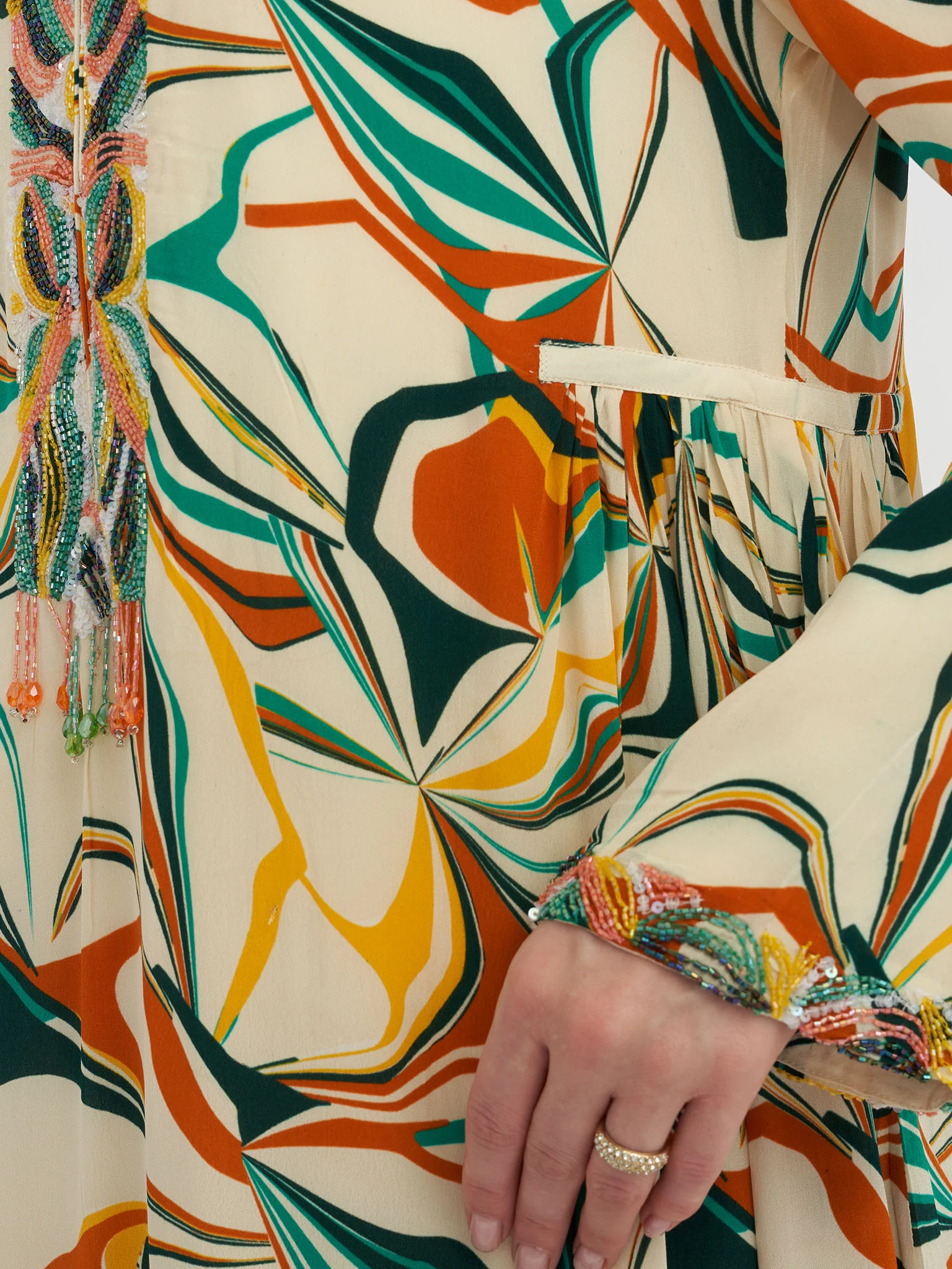 Violet Abstract Print Viscose Crepe Beadswork Jalabiya (VG2386) - Image 5