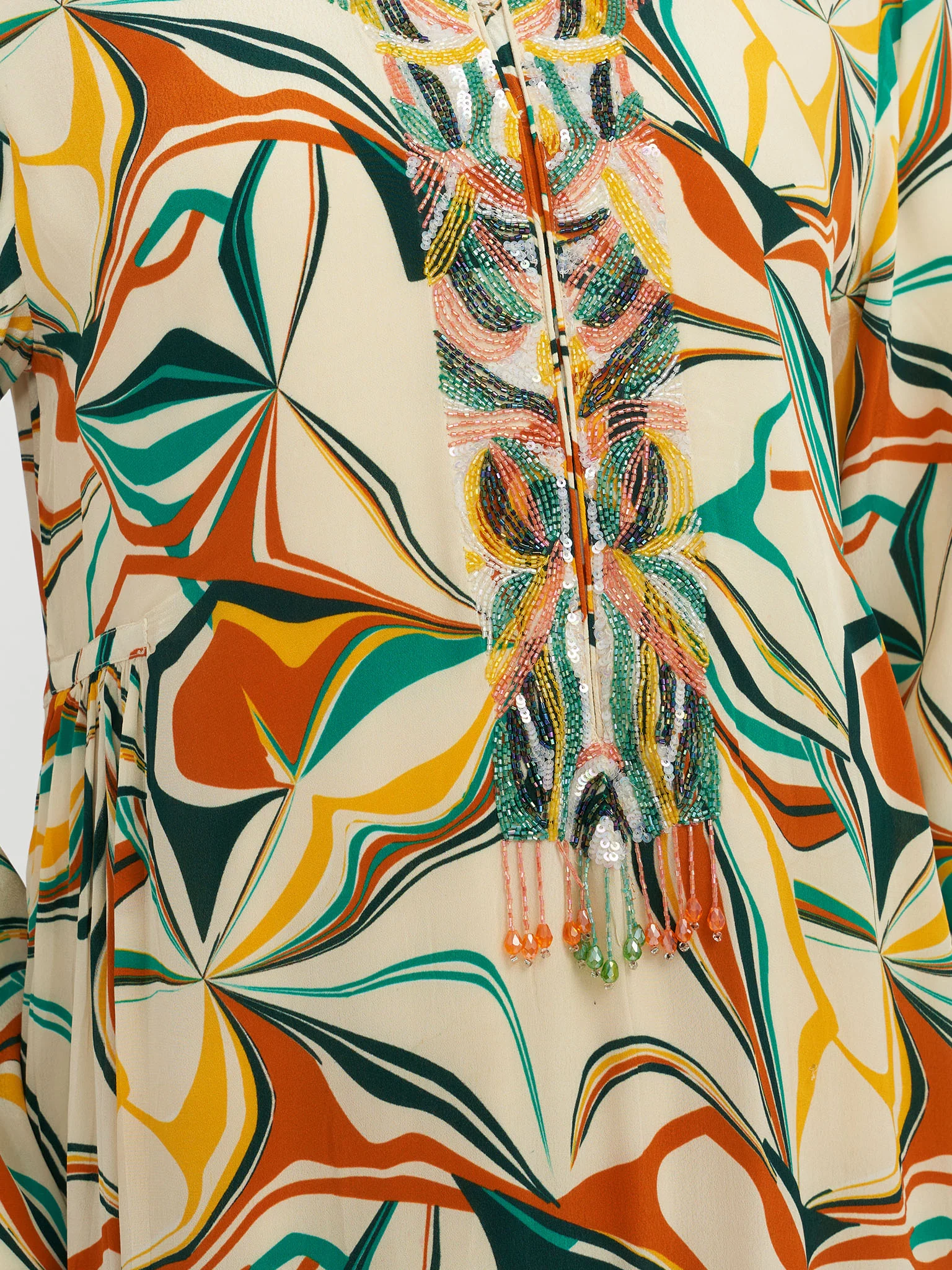 Violet Abstract Print Viscose Crepe Beadswork Jalabiya (VG2386) - Image 6