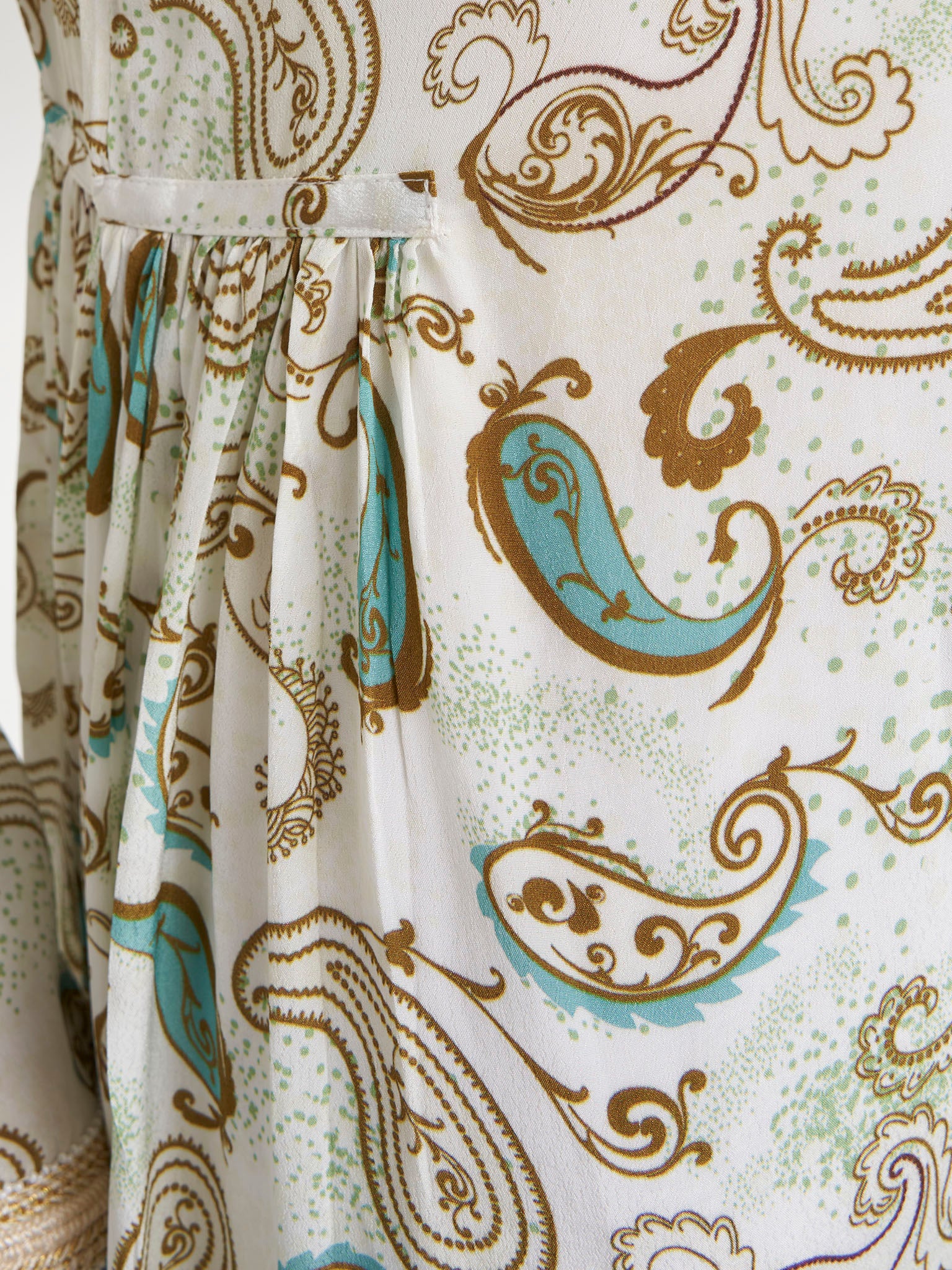 Teal Viscose Crepe Paisley Print Kuwaiti Cut Jalabiya (VG2359) - Image 6