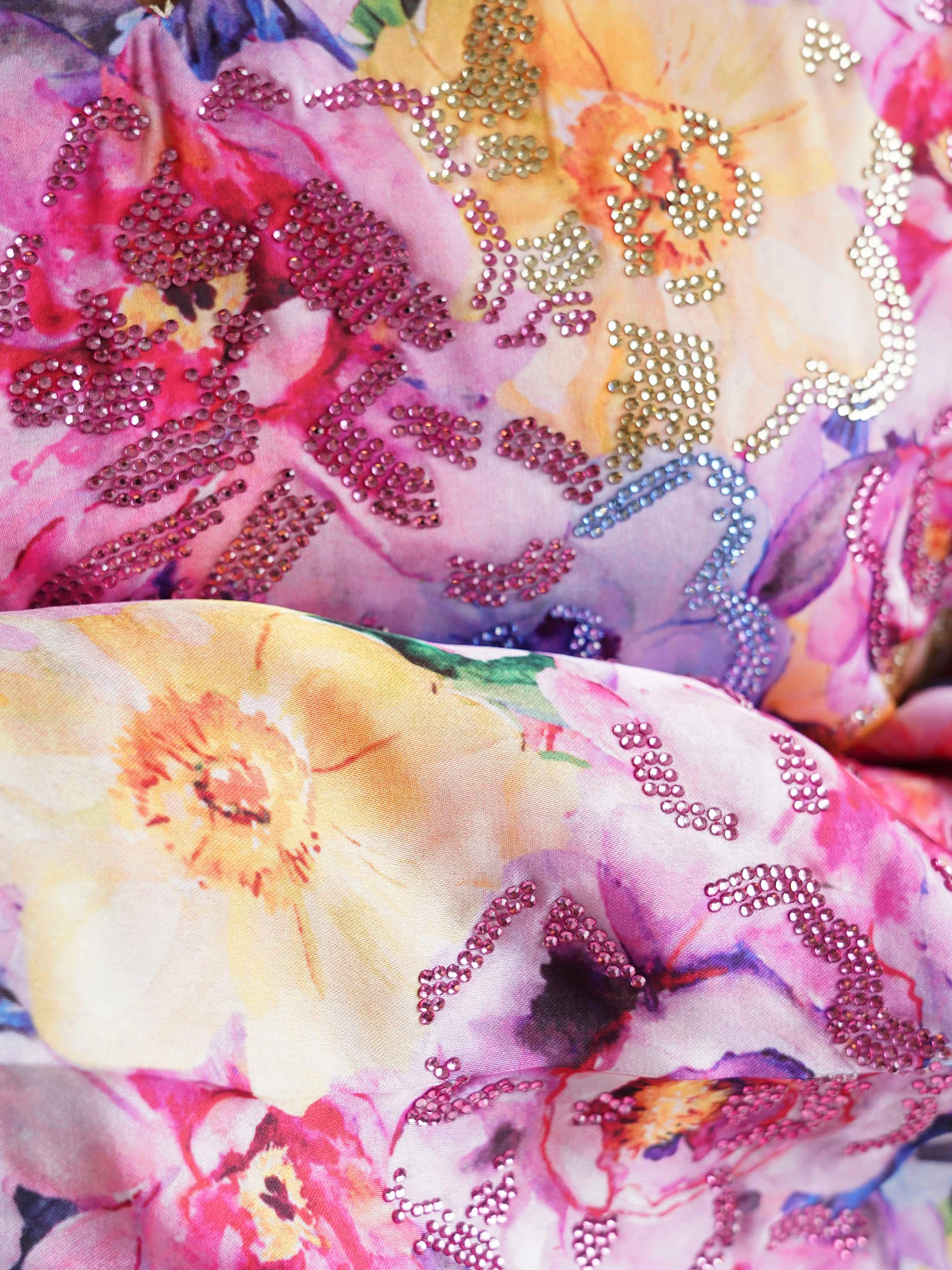 Pink Floral Printed Faux Georgette Stone Work Maxi Dress (VDE369) - Image 5