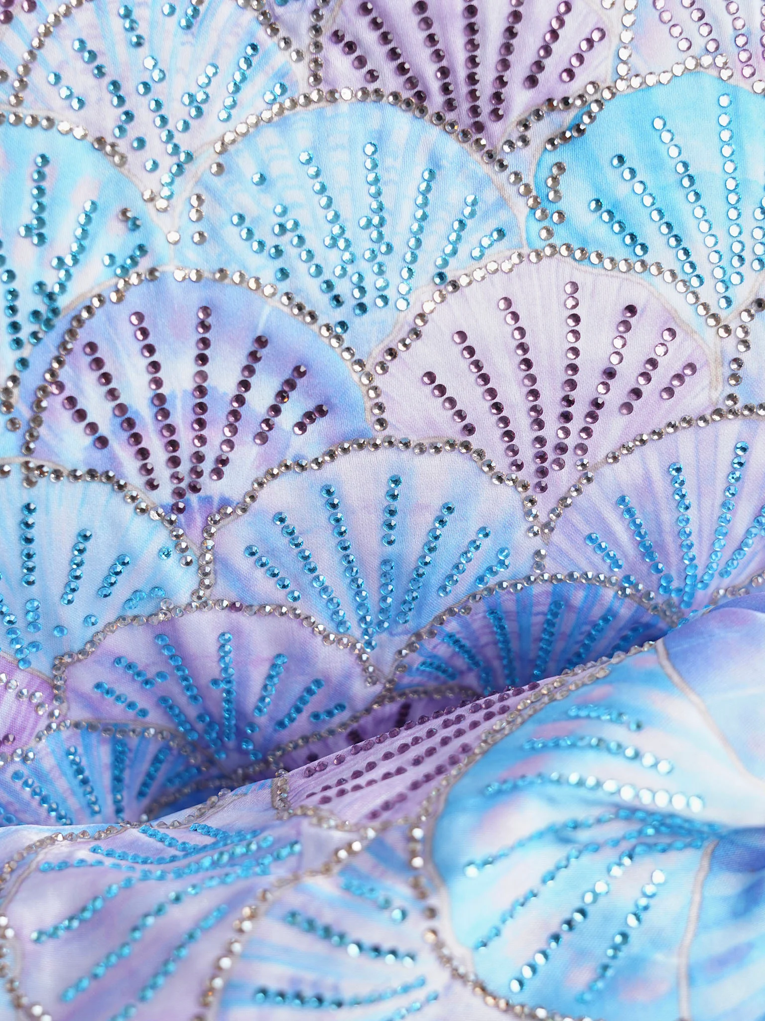 Blue Digital Scallop Shell Print Dress (VW206) - Image 5