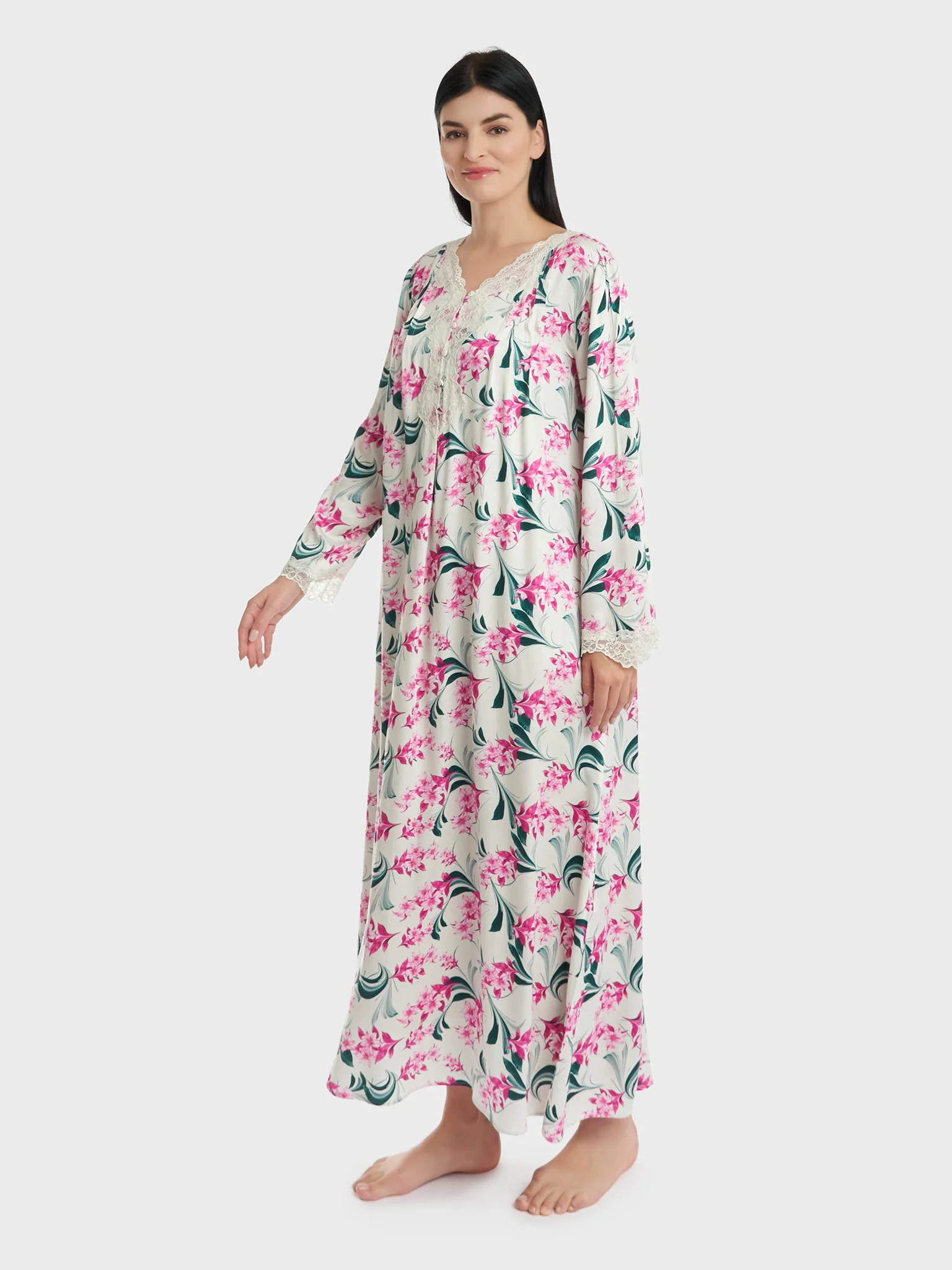 Multi color Printed Viscose Nighty (CNH241A) - Image 3