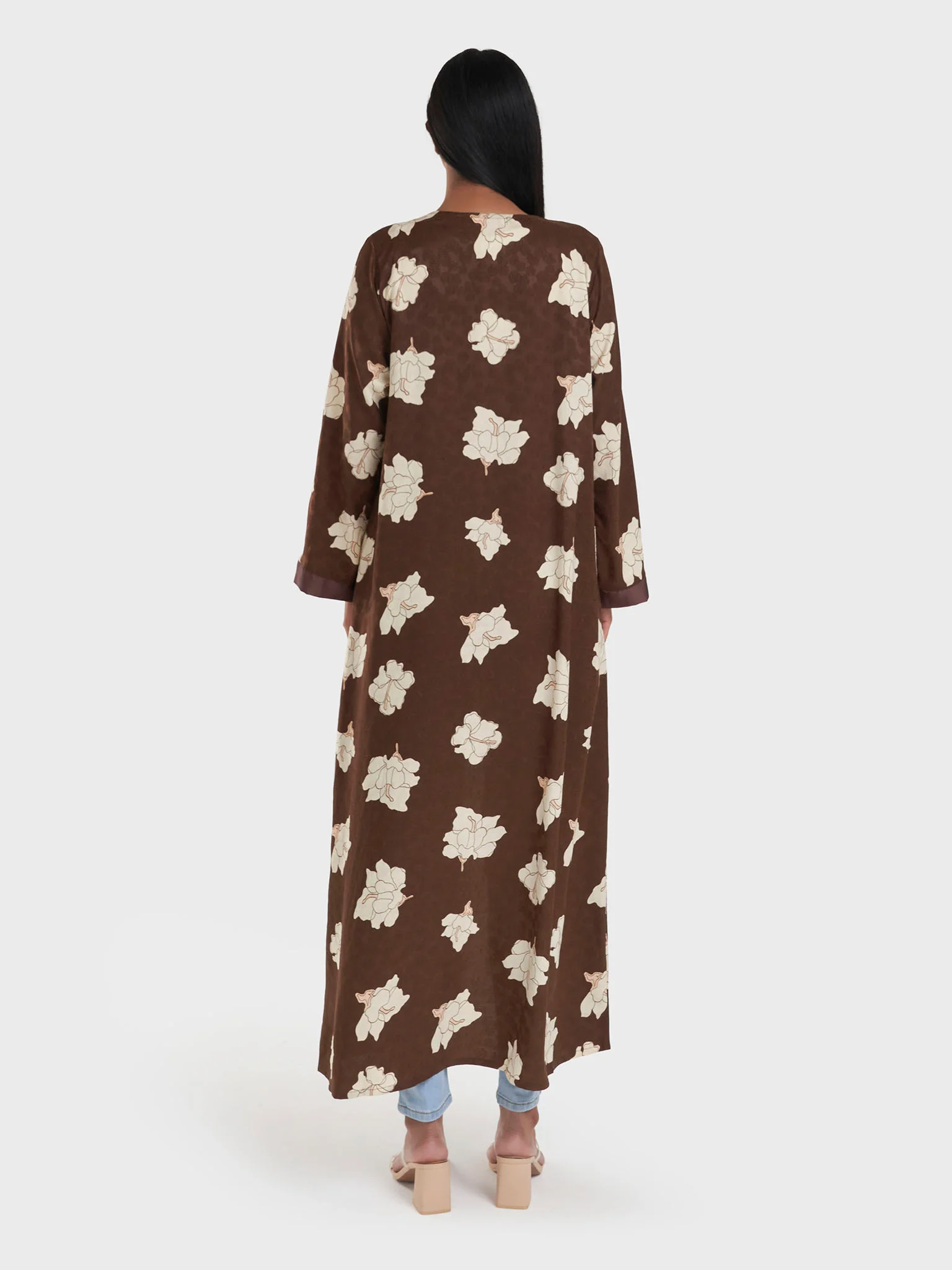 Black Jacquard Floral Print Kimono (AM623) - Image 10