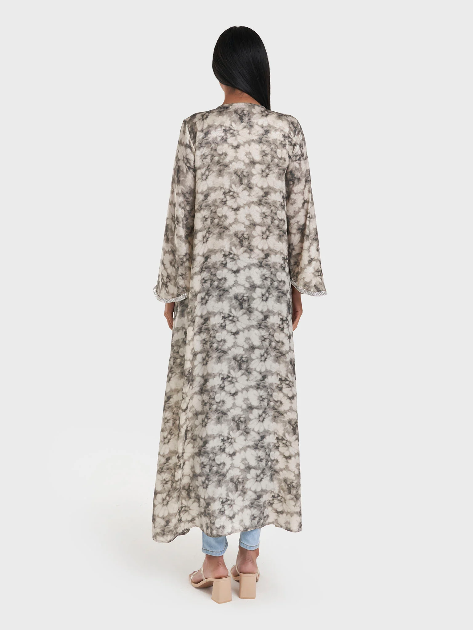 Faded Floral Print Kimono with Stonework Border (AM625) - Image 13
