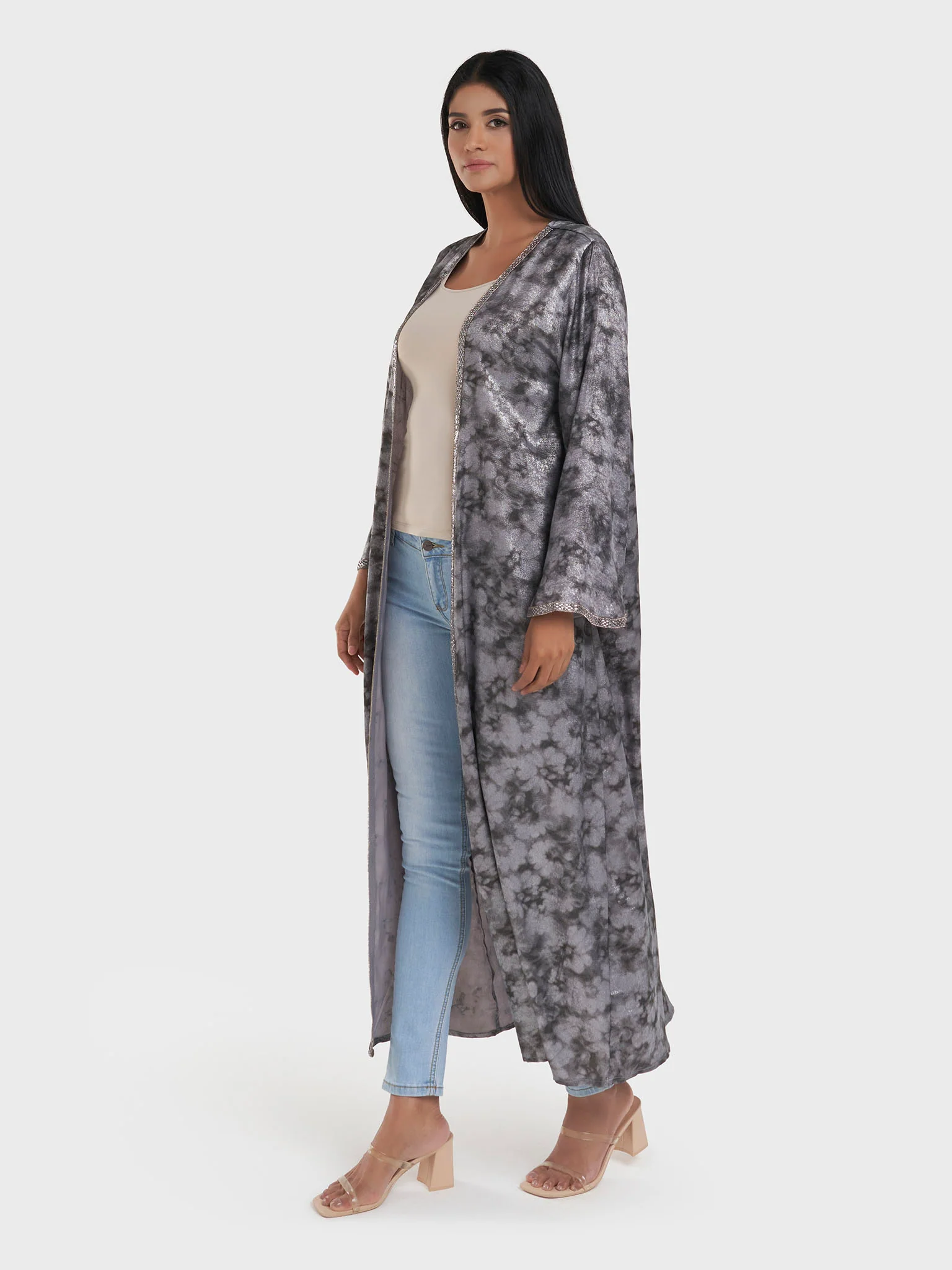 Faded Floral Print Kimono with Stonework Border (AM625) - Image 17