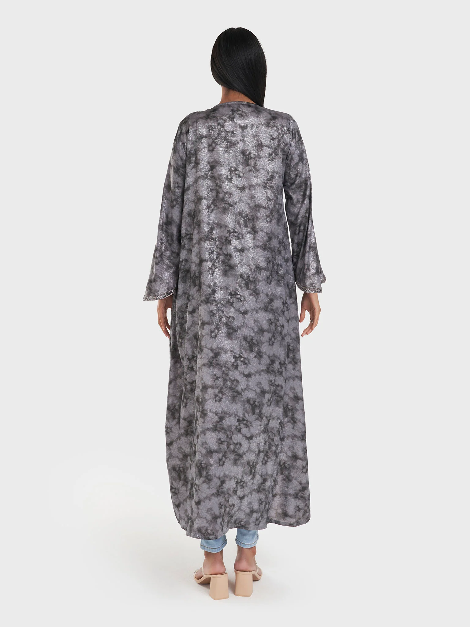 Faded Floral Print Kimono with Stonework Border (AM625) - Image 18