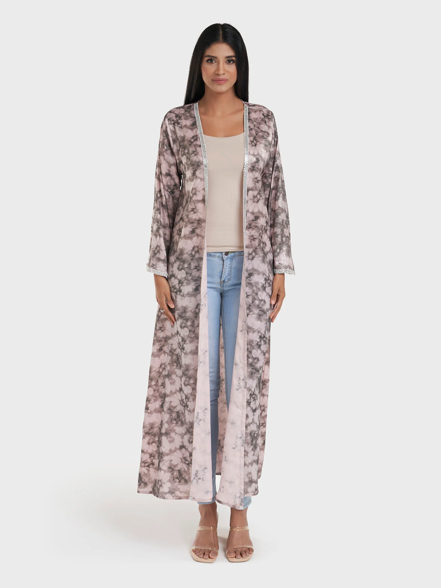 Faded Floral Print Kimono with Stonework Border (AM625) - Image 21
