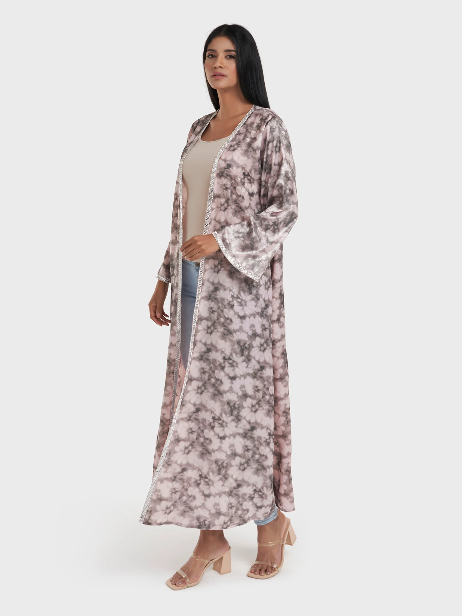 Faded Floral Print Kimono with Stonework Border (AM625) - Image 22