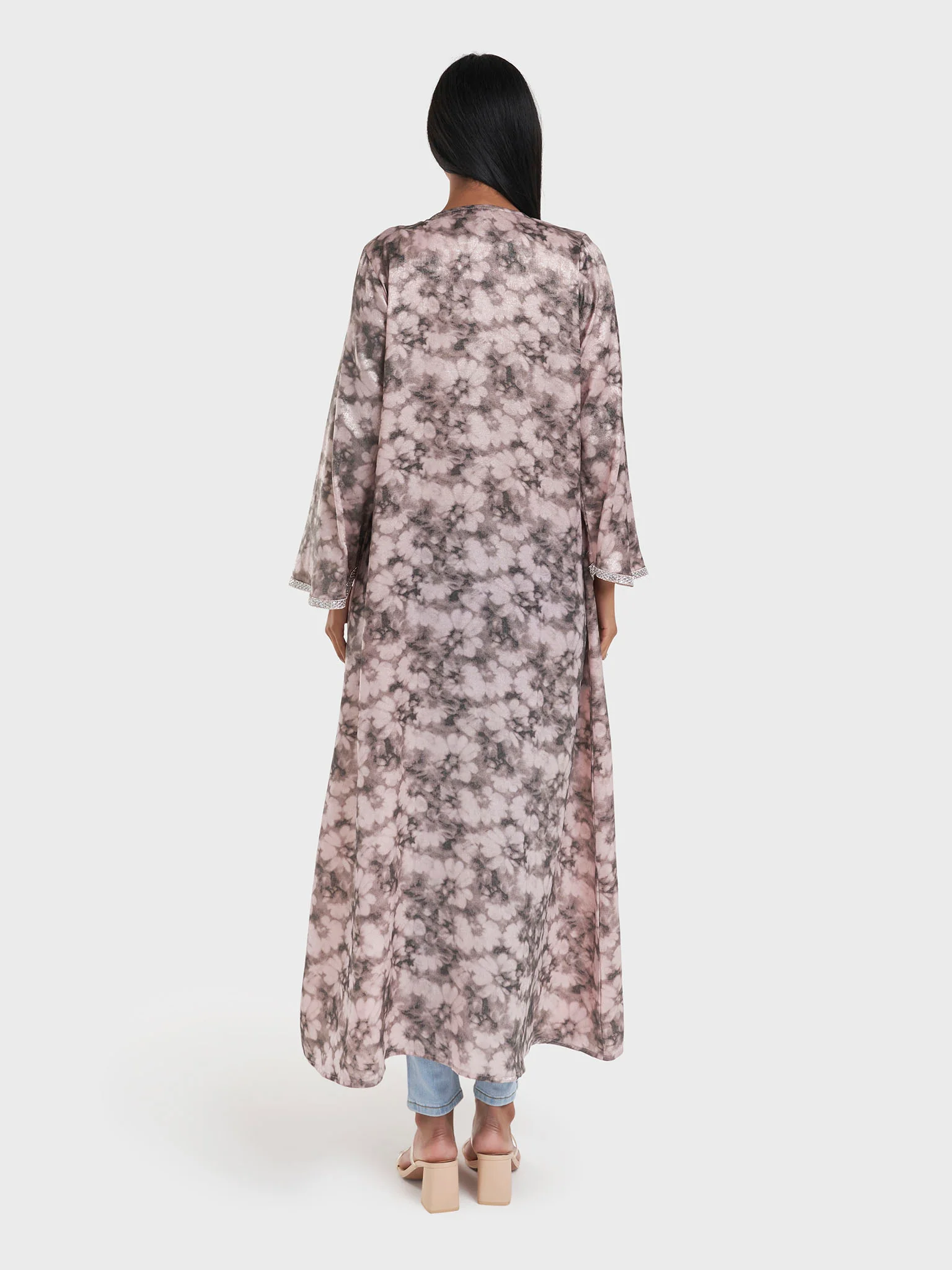 Faded Floral Print Kimono with Stonework Border (AM625) - Image 23