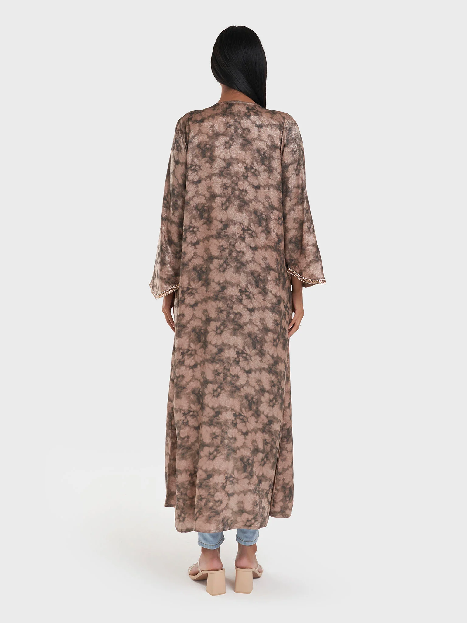 Faded Floral Print Kimono with Stonework Border (AM625) - Image 9