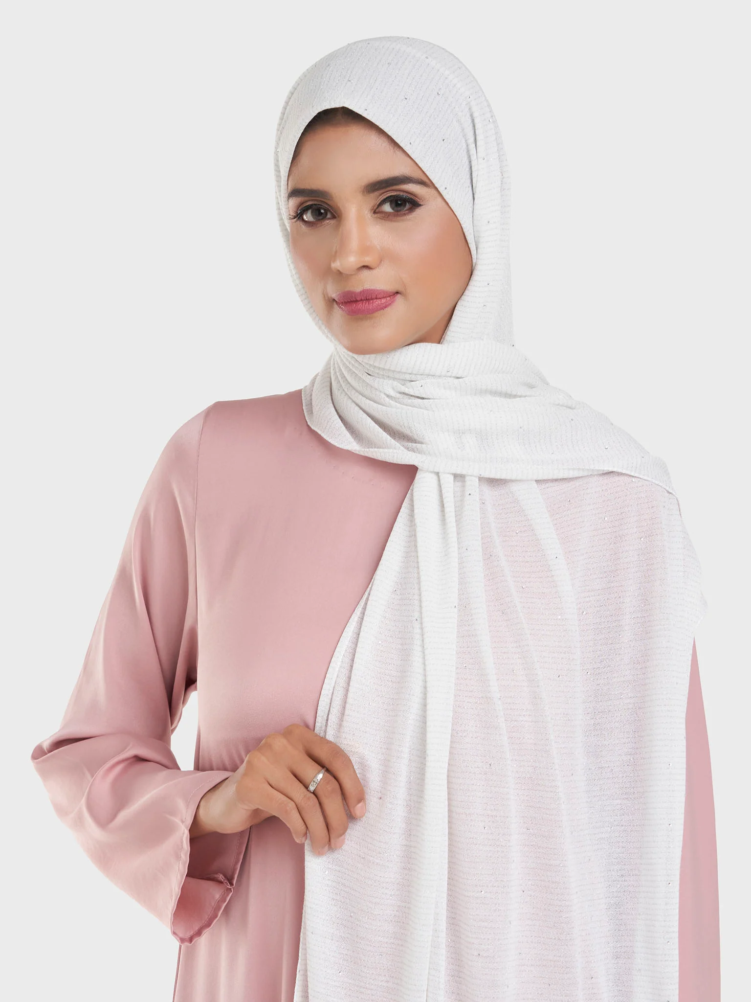 Cashmere Lurex Jersey Hijab with All Over Stones (SRKP14380L) - Image 10