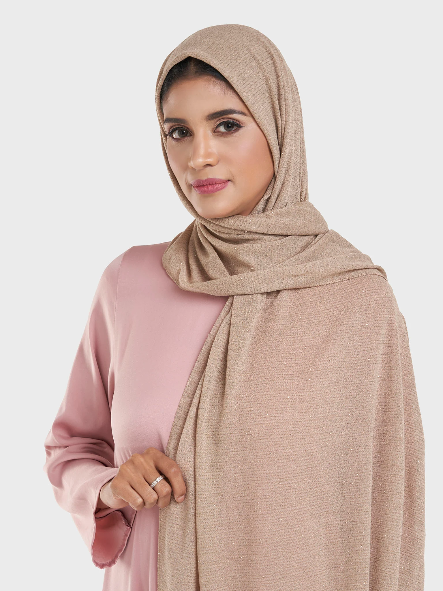 Cashmere Lurex Jersey Hijab with All Over Stones (SRKP14380L) - Image 13