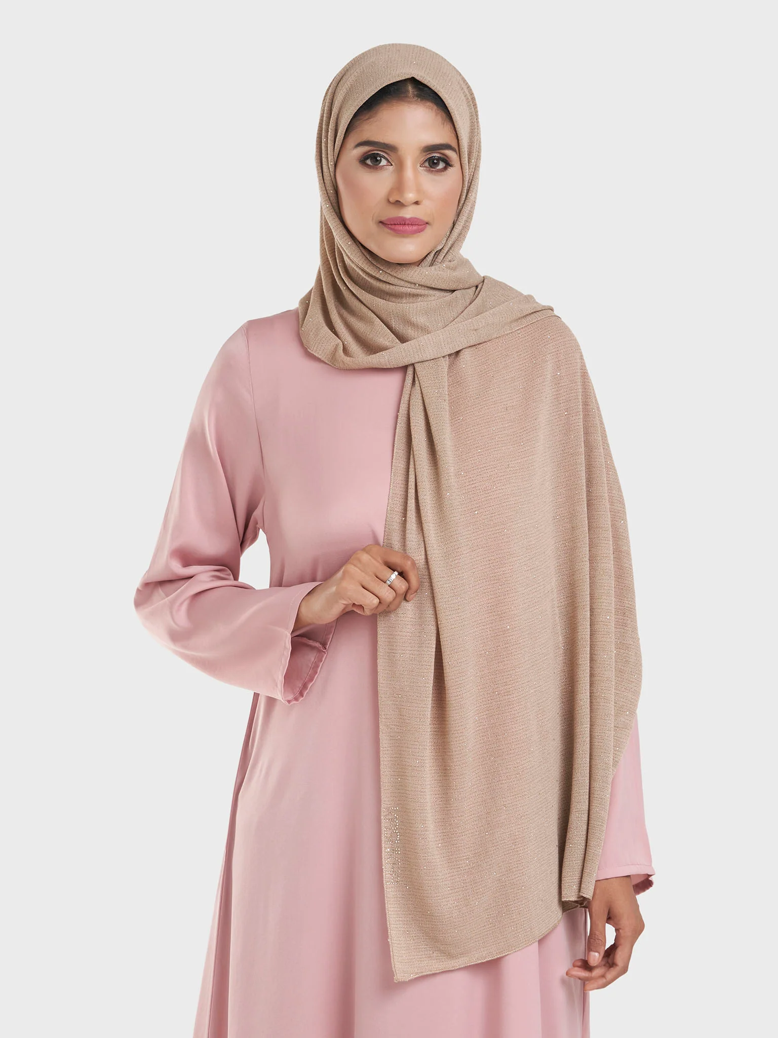 Cashmere Lurex Jersey Hijab with All Over Stones (SRKP14380L) - Image 14