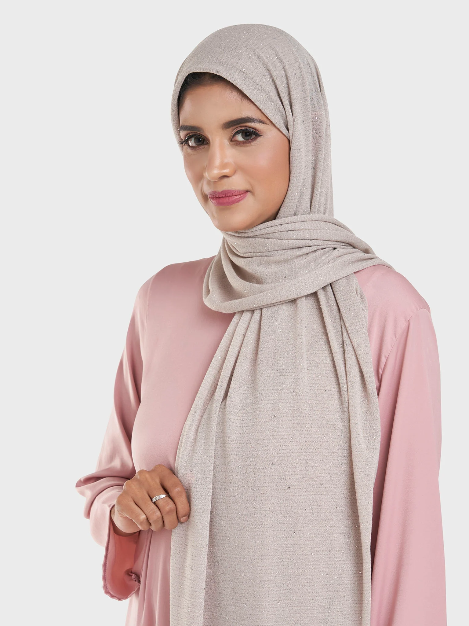 Cashmere Lurex Jersey Hijab with All Over Stones (SRKP14380L) - Image 19