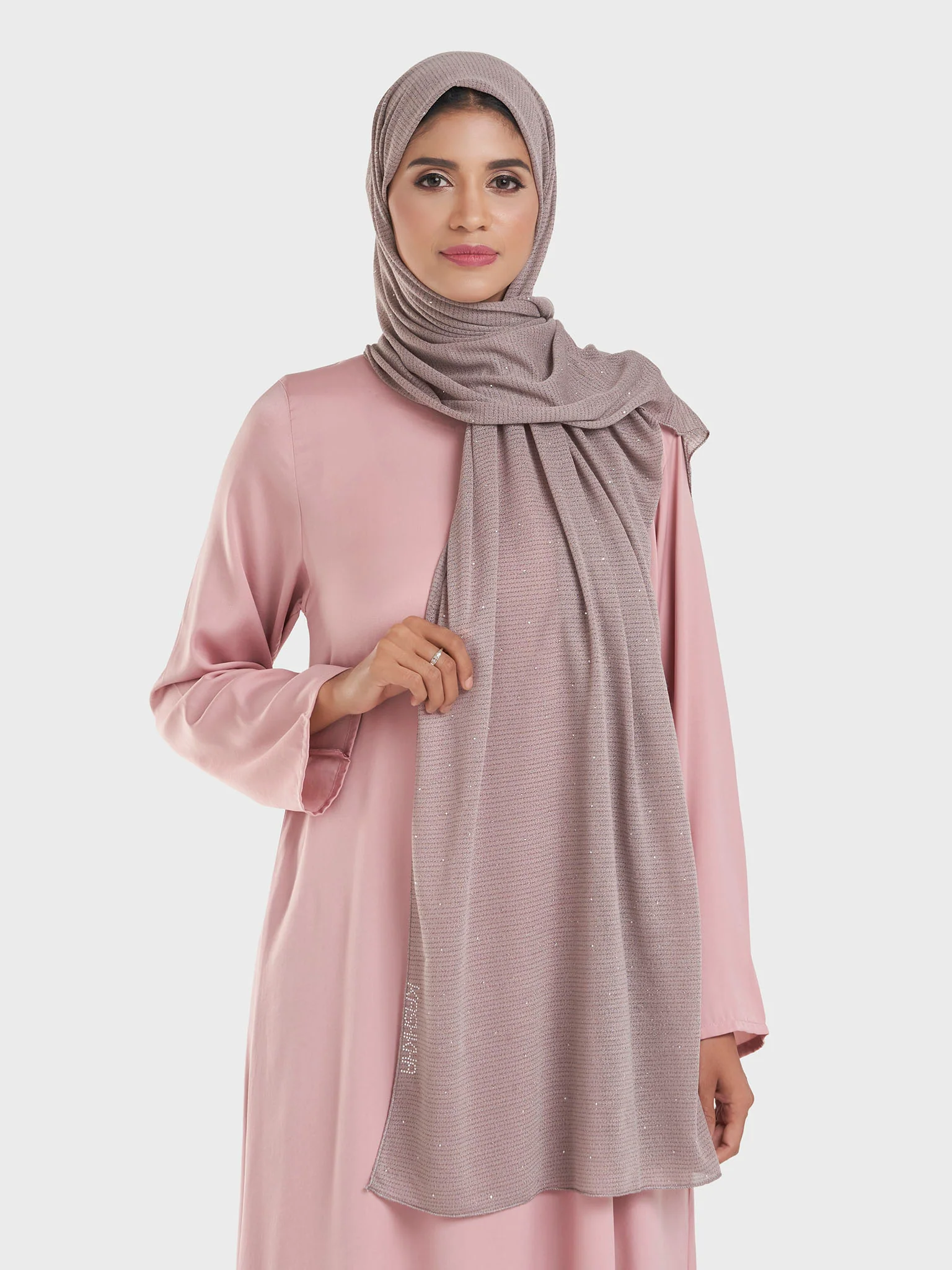Cashmere Lurex Jersey Hijab with All Over Stones (SRKP14380L) - Image 26