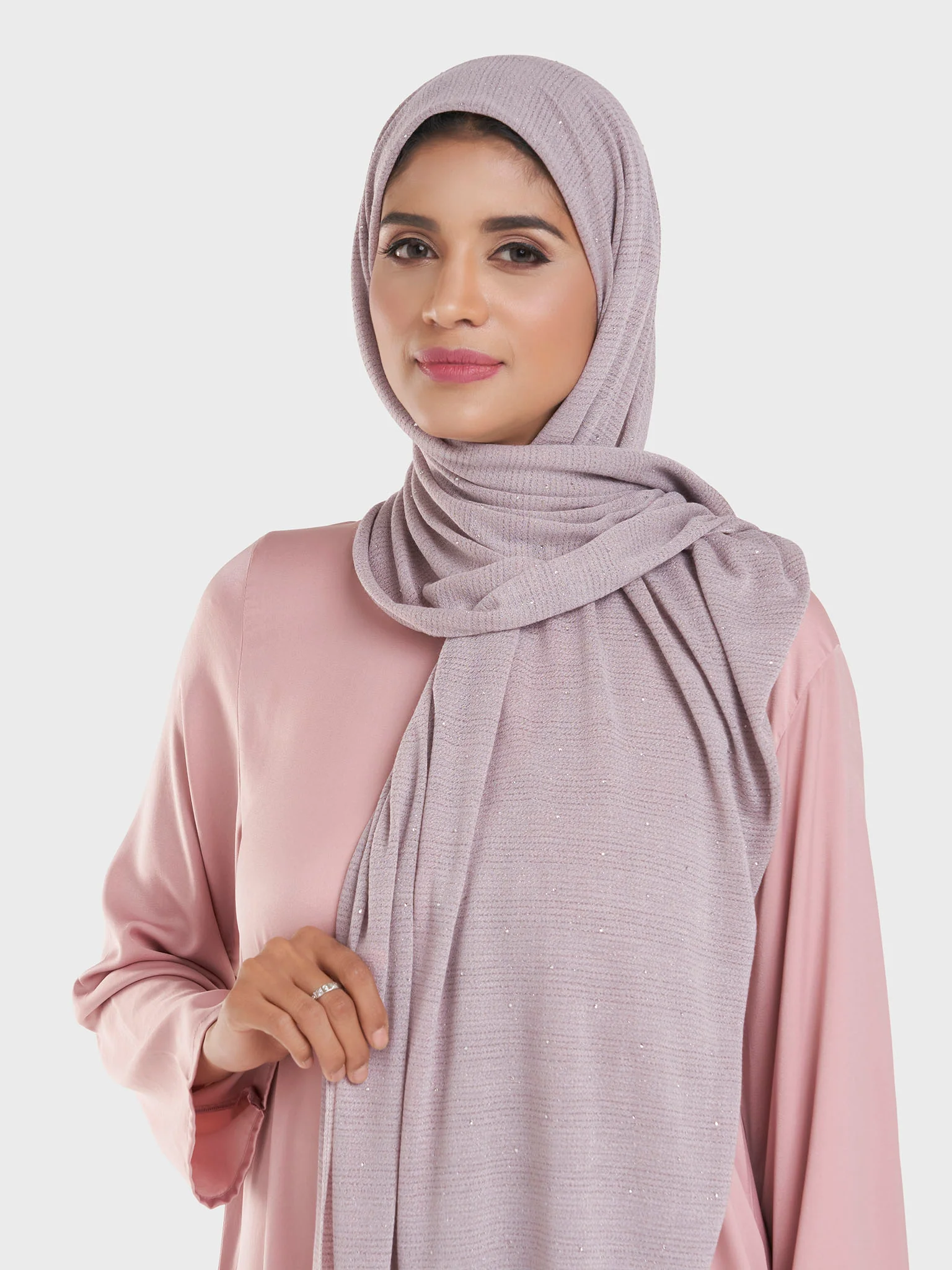 Cashmere Lurex Jersey Hijab with All Over Stones (SRKP14380L) - Image 4