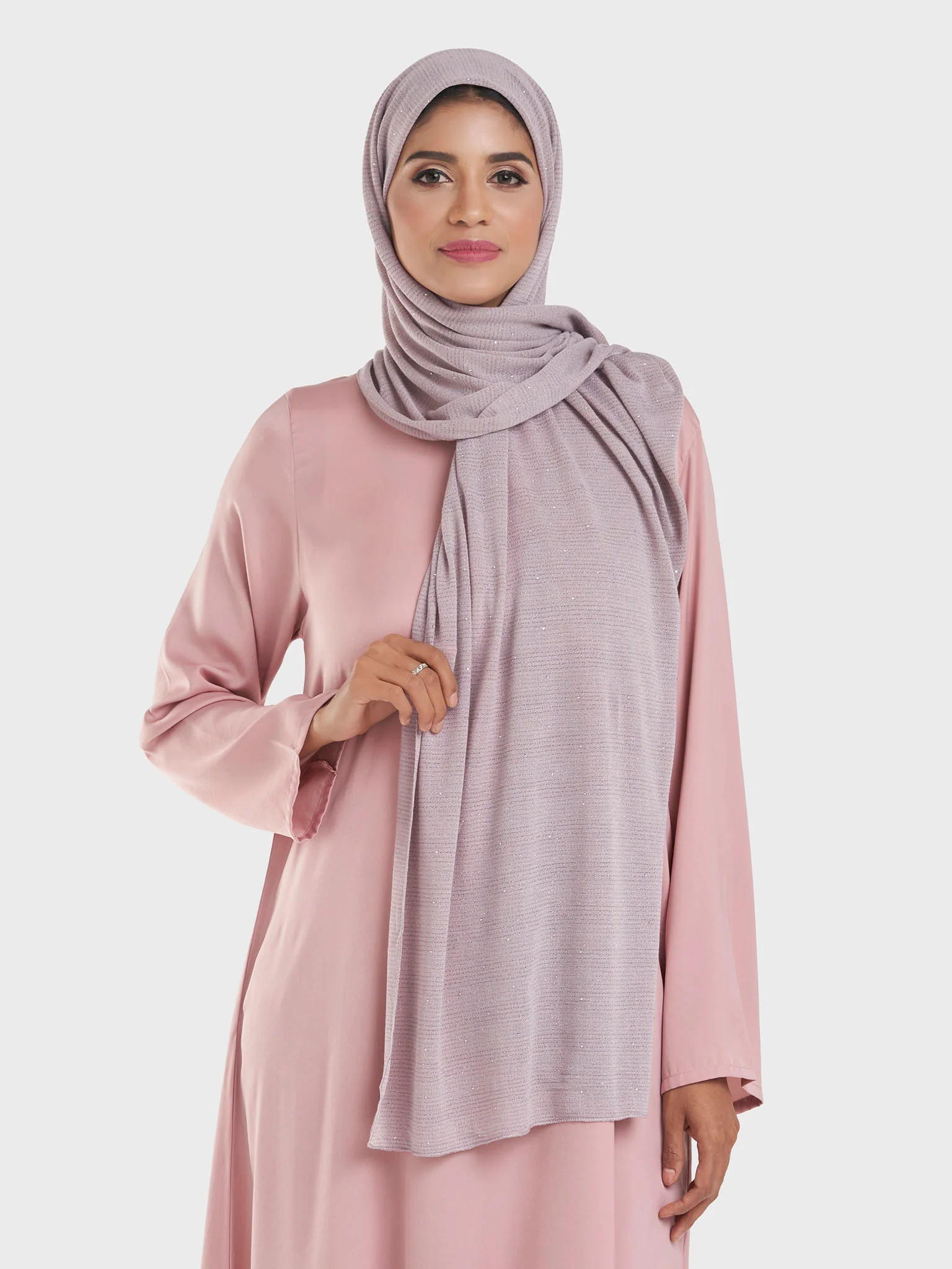 Cashmere Lurex Jersey Hijab with All Over Stones (SRKP14380L) - Image 5
