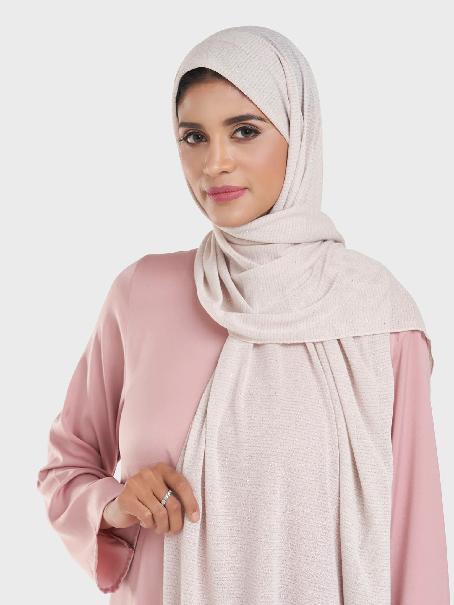 Cashmere Lurex Jersey Hijab with All Over Stones (SRKP14380L) - Image 7