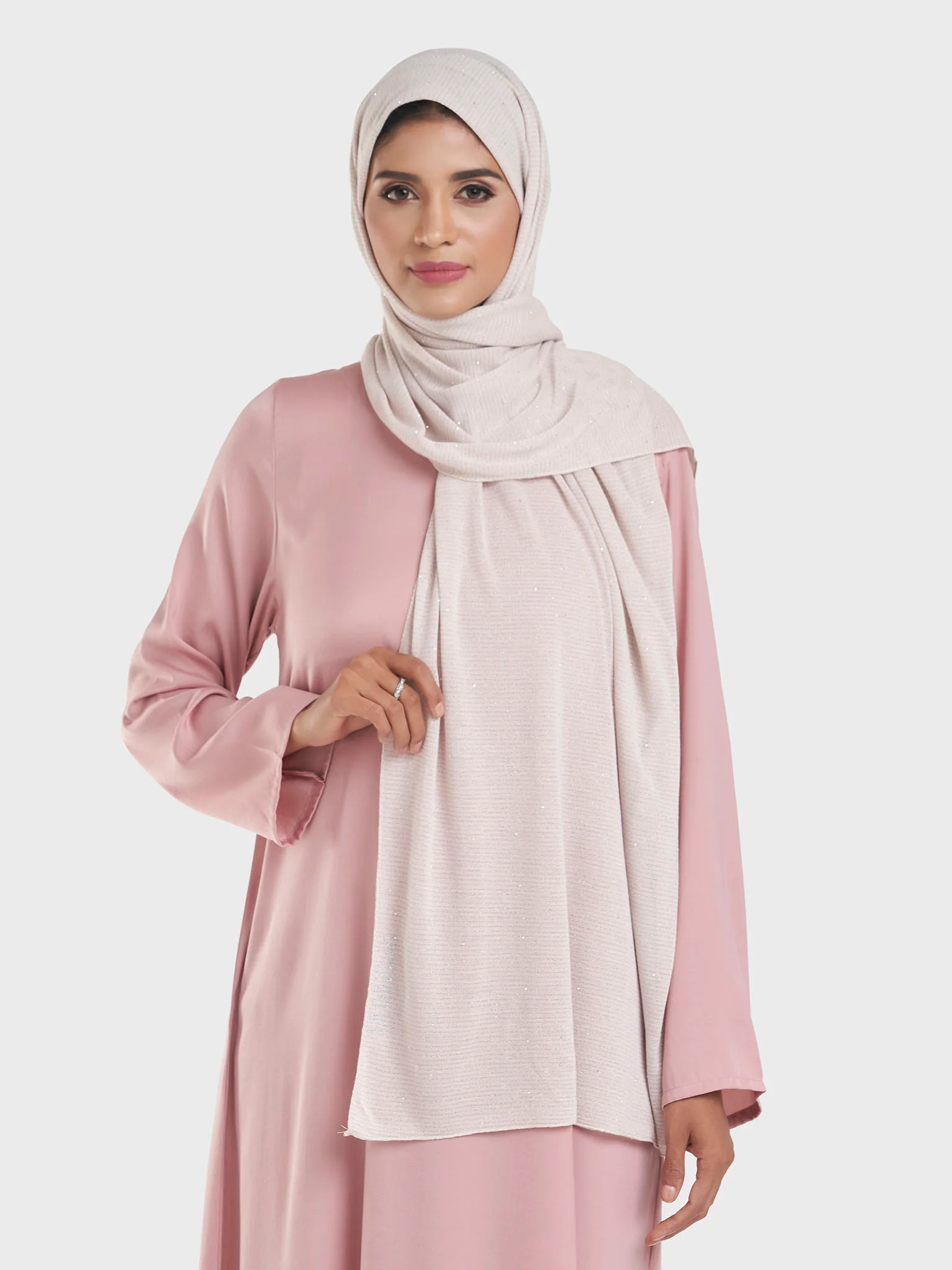Cashmere Lurex Jersey Hijab with All Over Stones (SRKP14380L) - Image 8