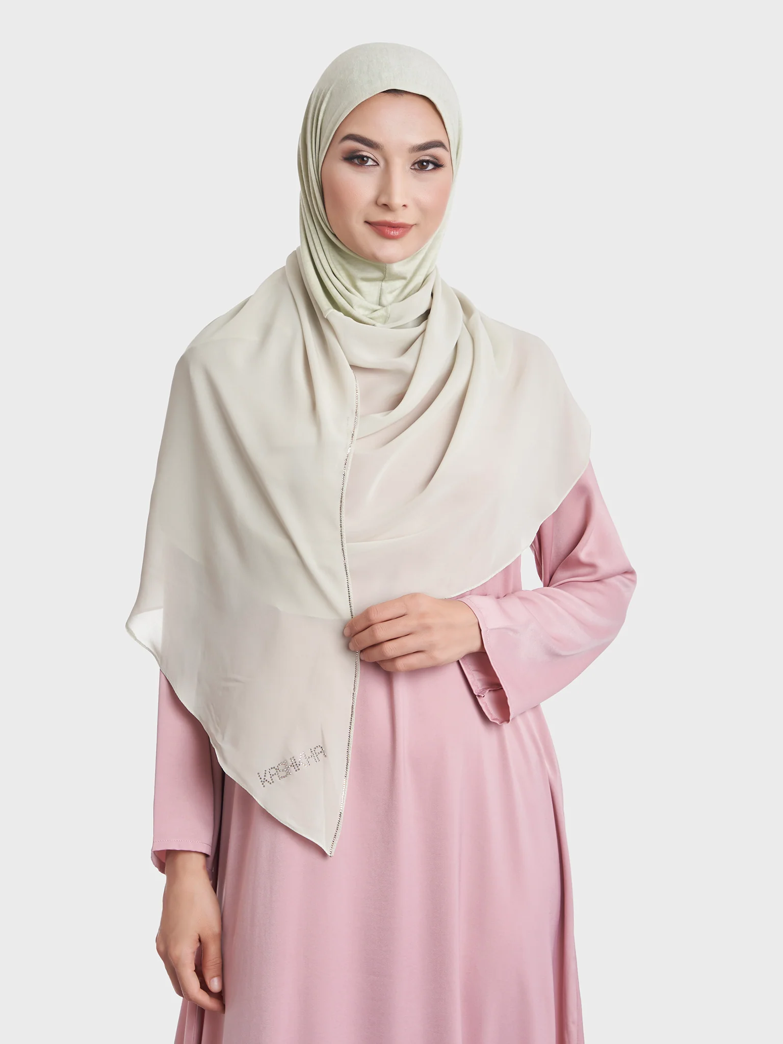 Ready to Wear Chiffon Single Stone Line Border Hijab (KP18115L) - Image 11