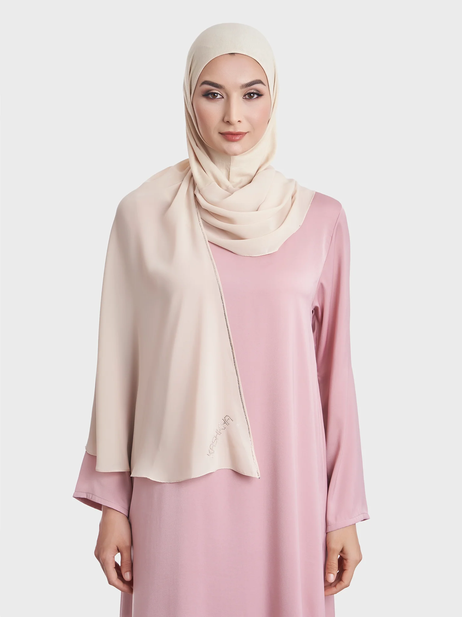Ready to Wear Chiffon Single Stone Line Border Hijab (KP18115L) - Image 19