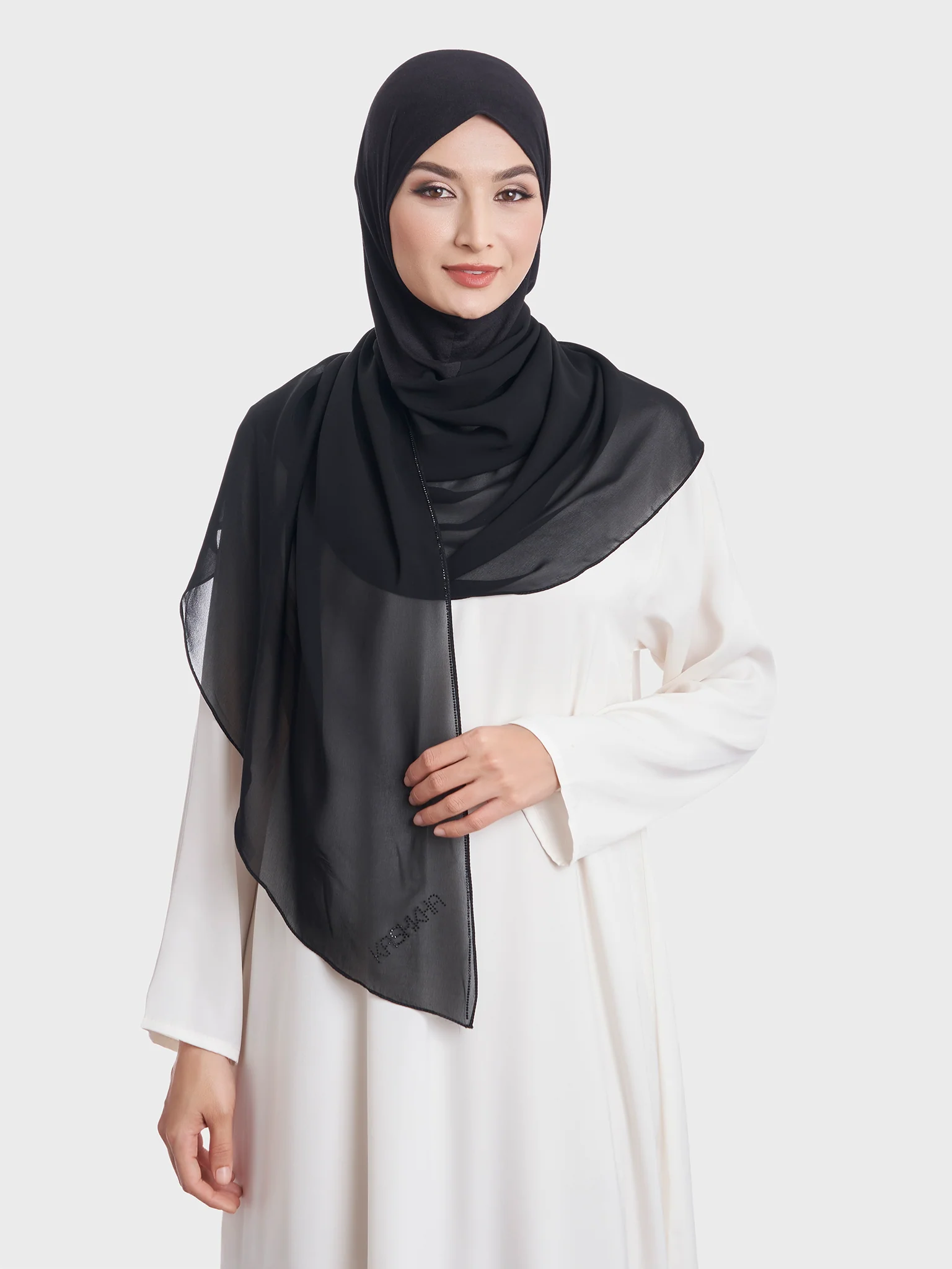 Ready to Wear Chiffon Single Stone Line Border Hijab (KP18115L) - Image 23
