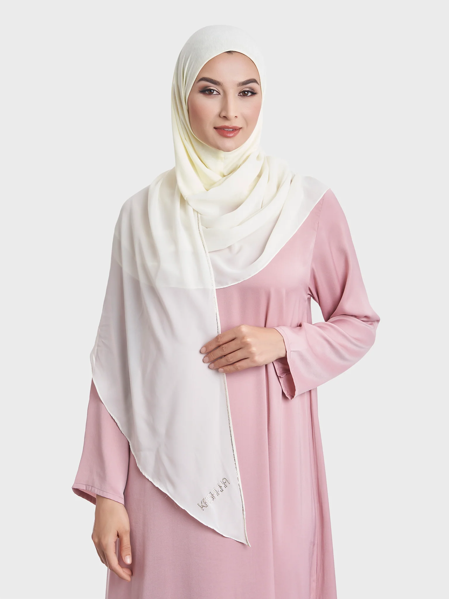 Ready to Wear Chiffon Single Stone Line Border Hijab (KP18115L) - Image 27