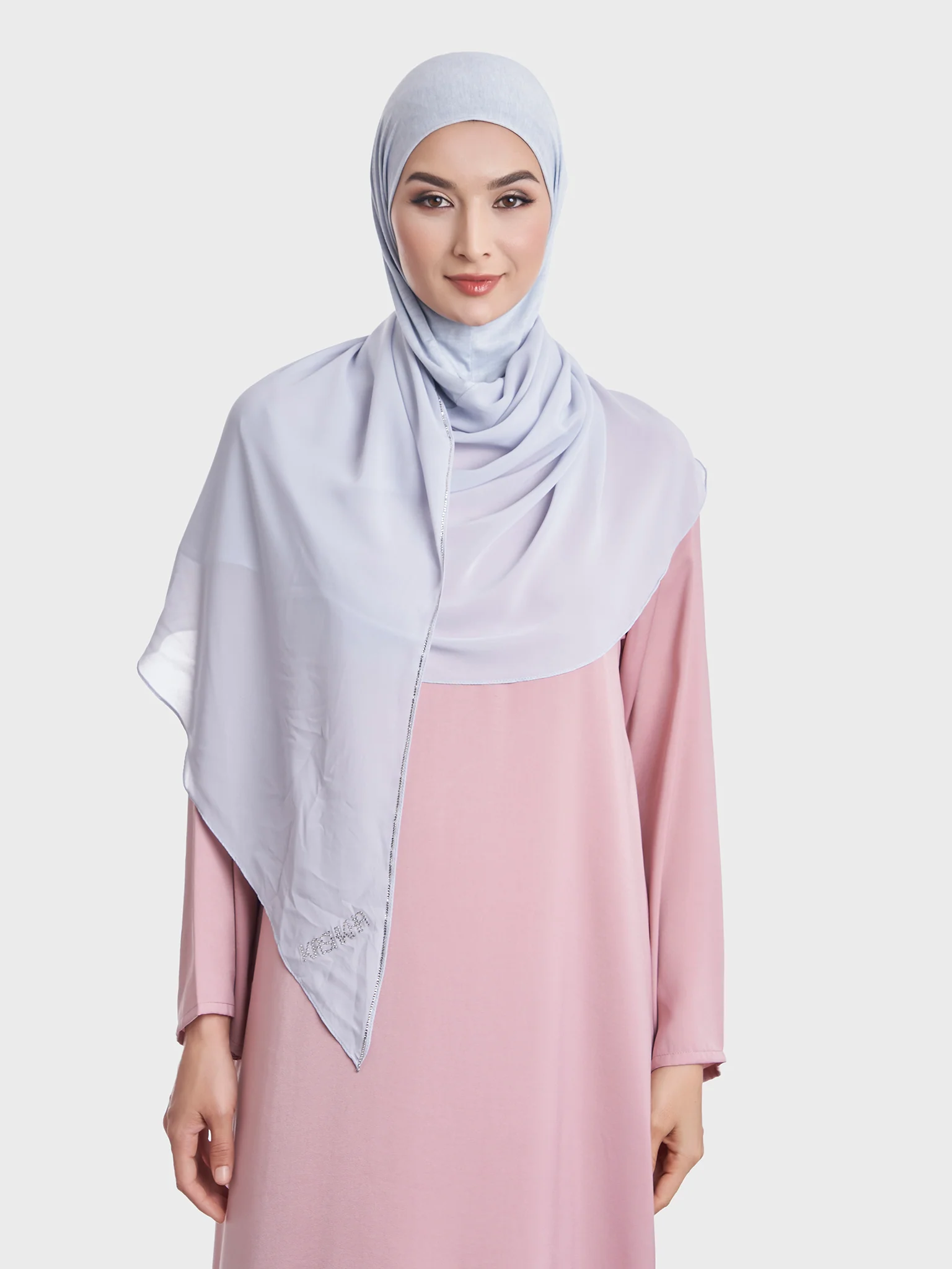 Ready to Wear Chiffon Single Stone Line Border Hijab (KP18115L) - Image 35
