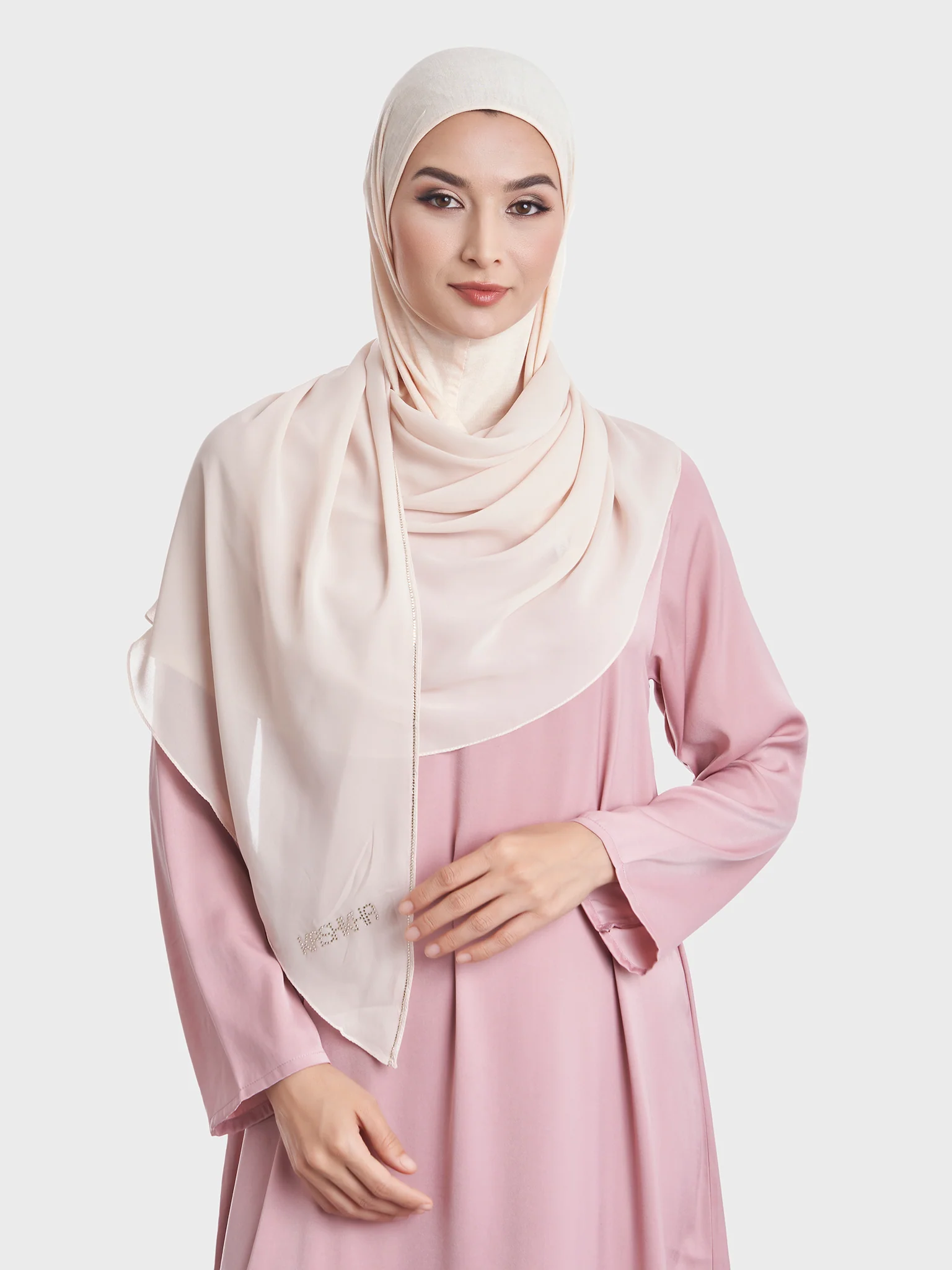 Ready to Wear Chiffon Single Stone Line Border Hijab (KP18115L) - Image 43