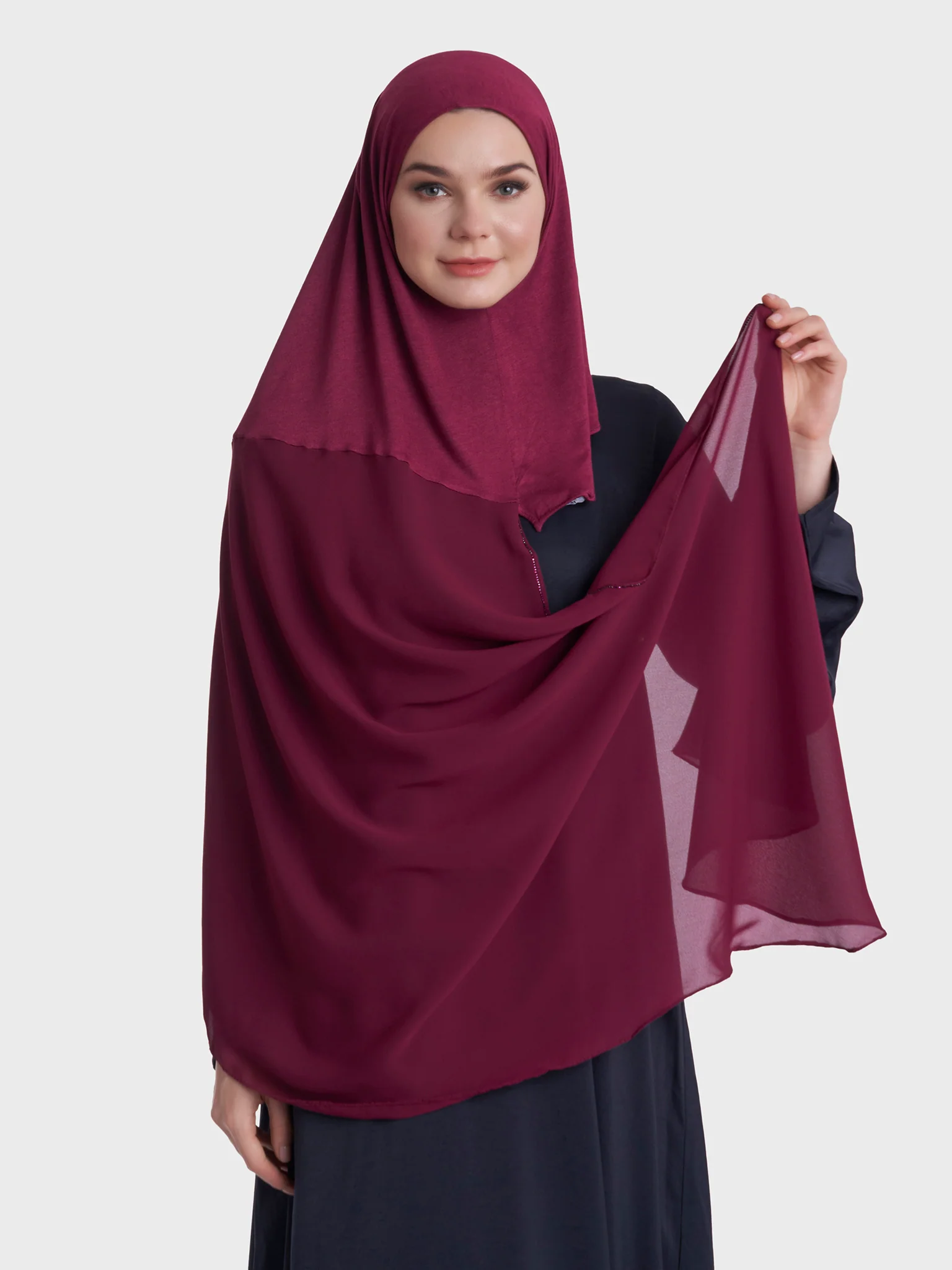Ready to Wear Chiffon Single Stone Line Border Hijab (KP18115L) - Image 50