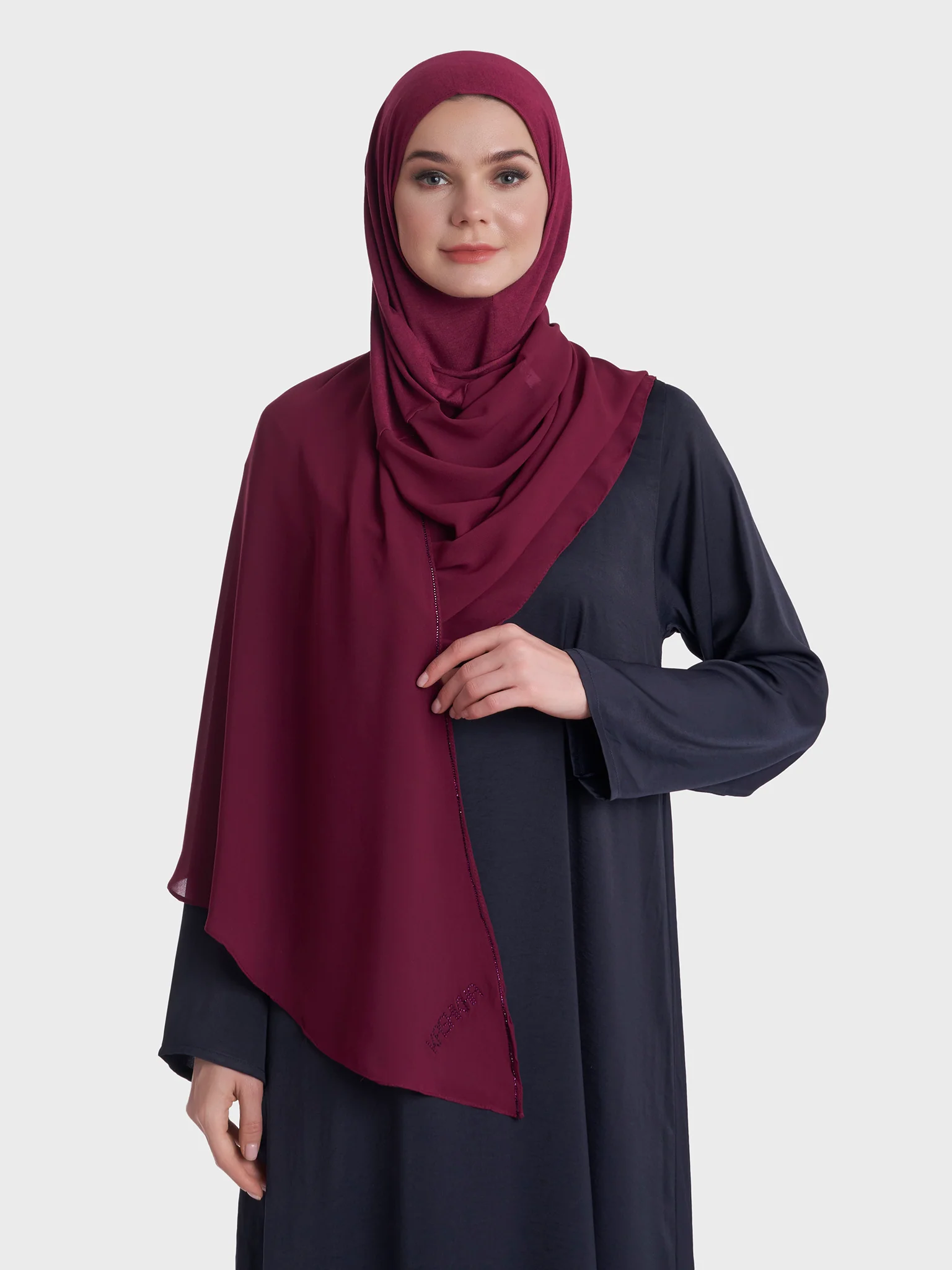 Ready to Wear Chiffon Single Stone Line Border Hijab (KP18115L) - Image 51