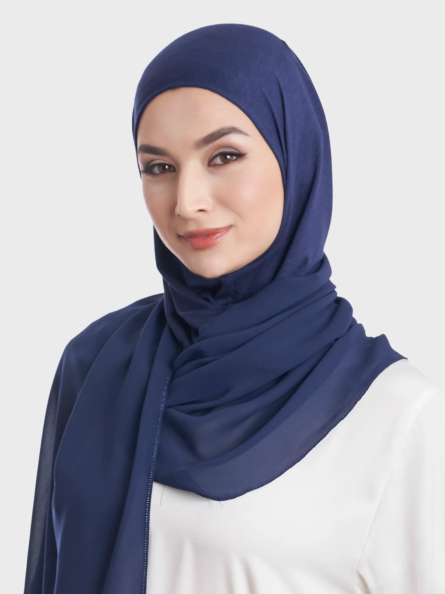 Ready to Wear Chiffon Single Stone Line Border Hijab (KP18115L) - Image 57