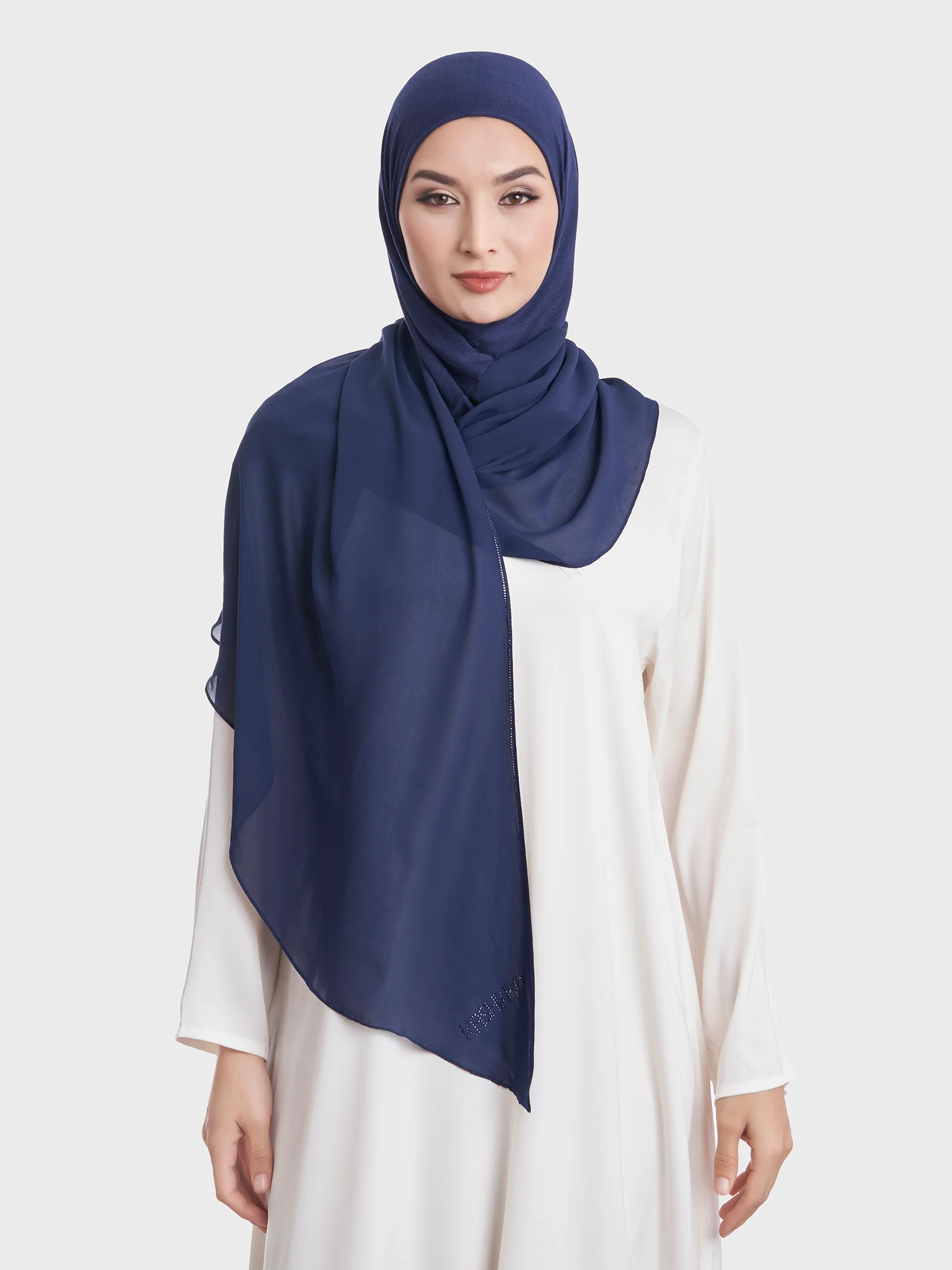 Ready to Wear Chiffon Single Stone Line Border Hijab (KP18115L) - Image 59