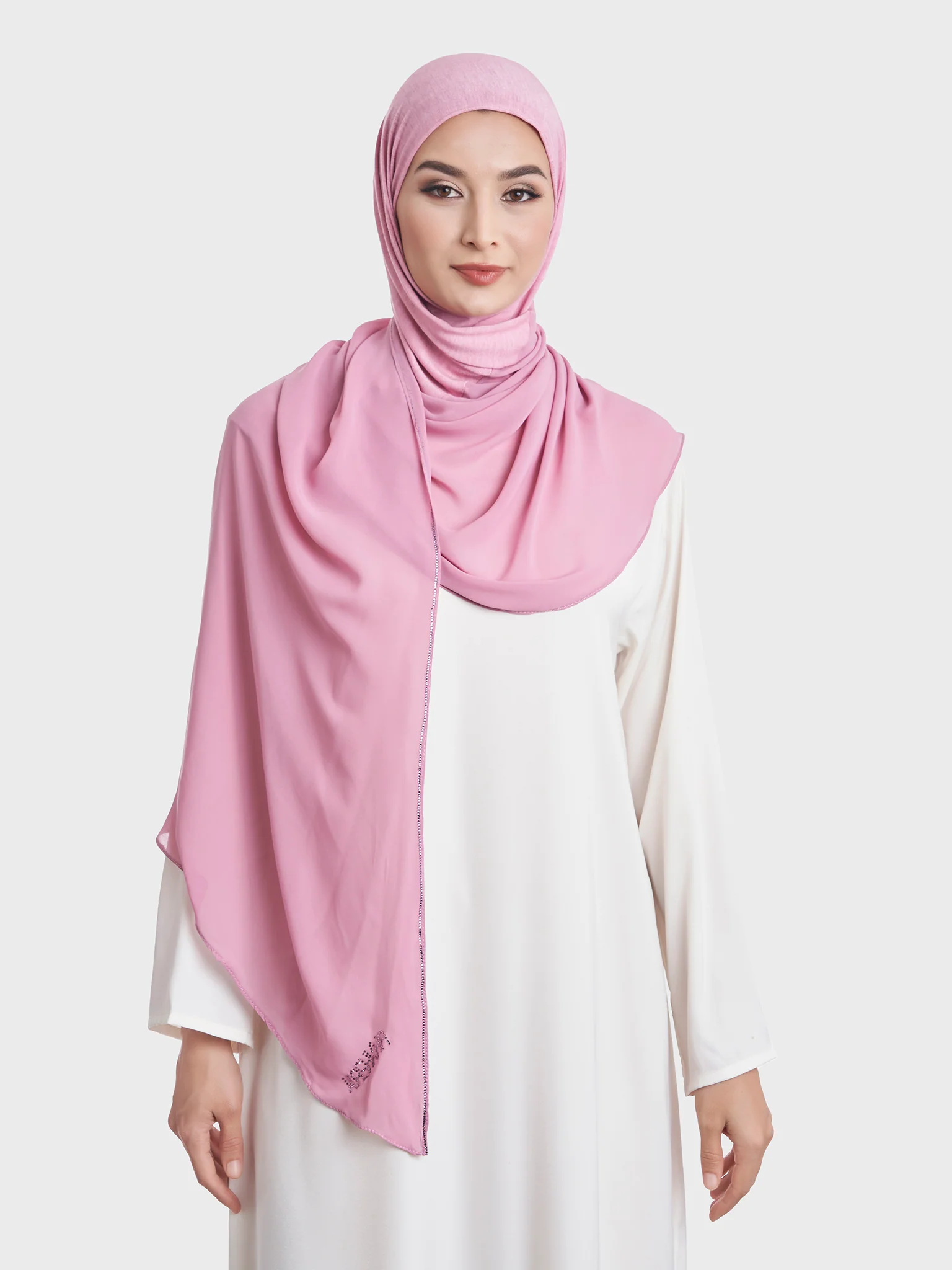 Ready to Wear Chiffon Single Stone Line Border Hijab (KP18115L) - Image 7