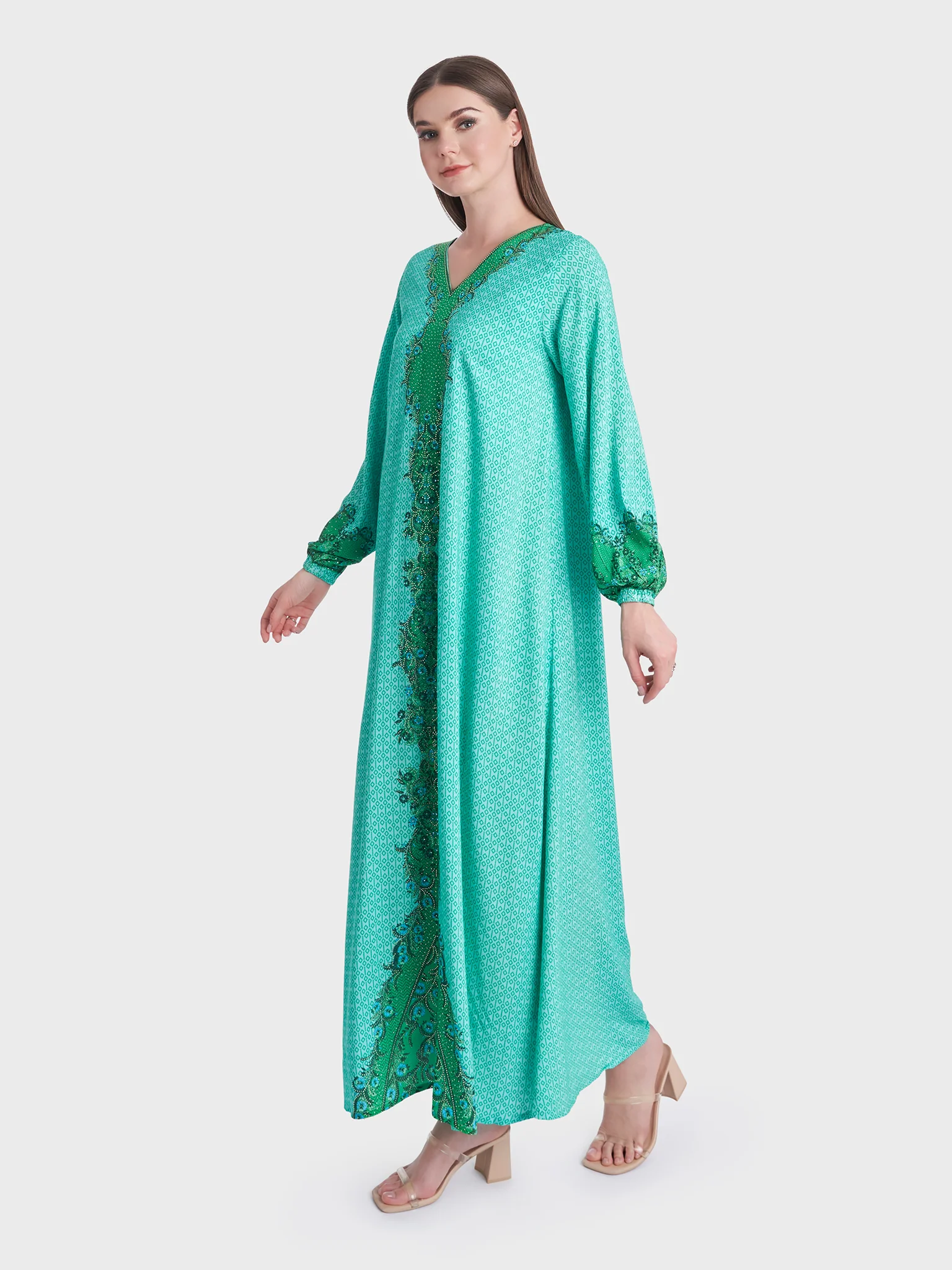 Digital Abstract Print with Sparkle Stoenwork Jalabiya (VDE270) - Image 3