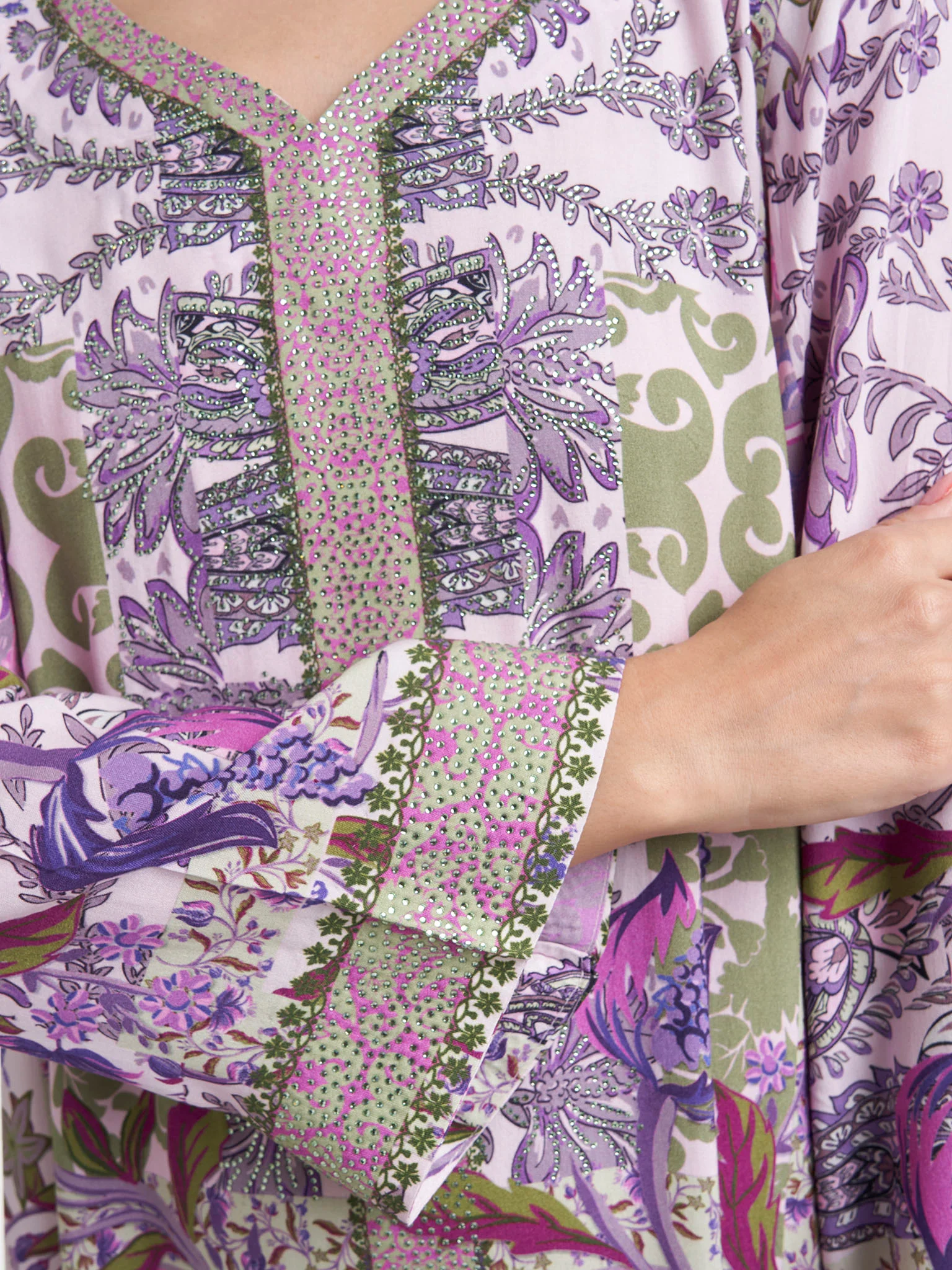 Light Pink Viscose Floral Print Jalabiya (VDE342) - Image 5