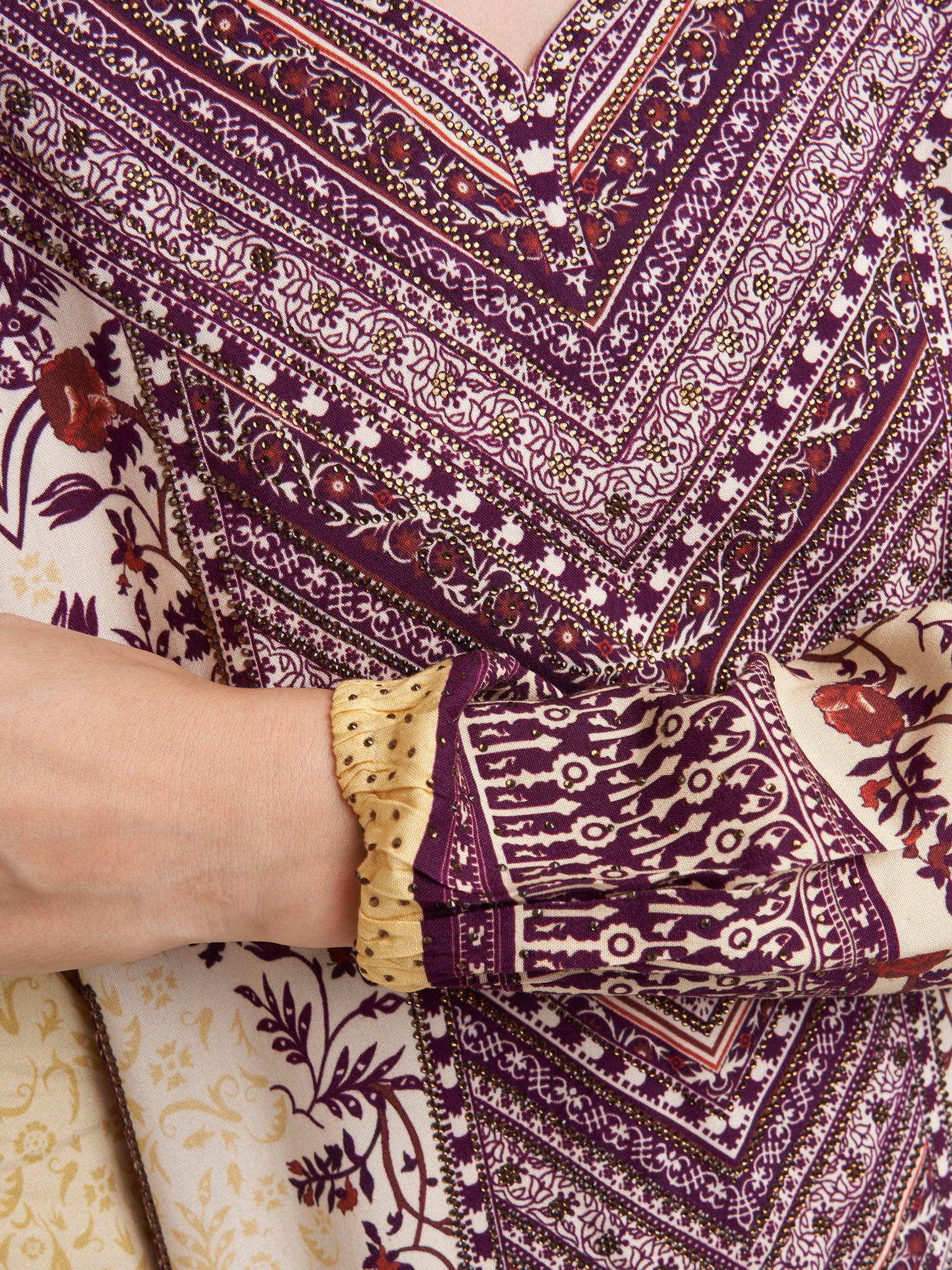 Yellow Rayon Floral Print Jalabiya (VDK317) - Image 5