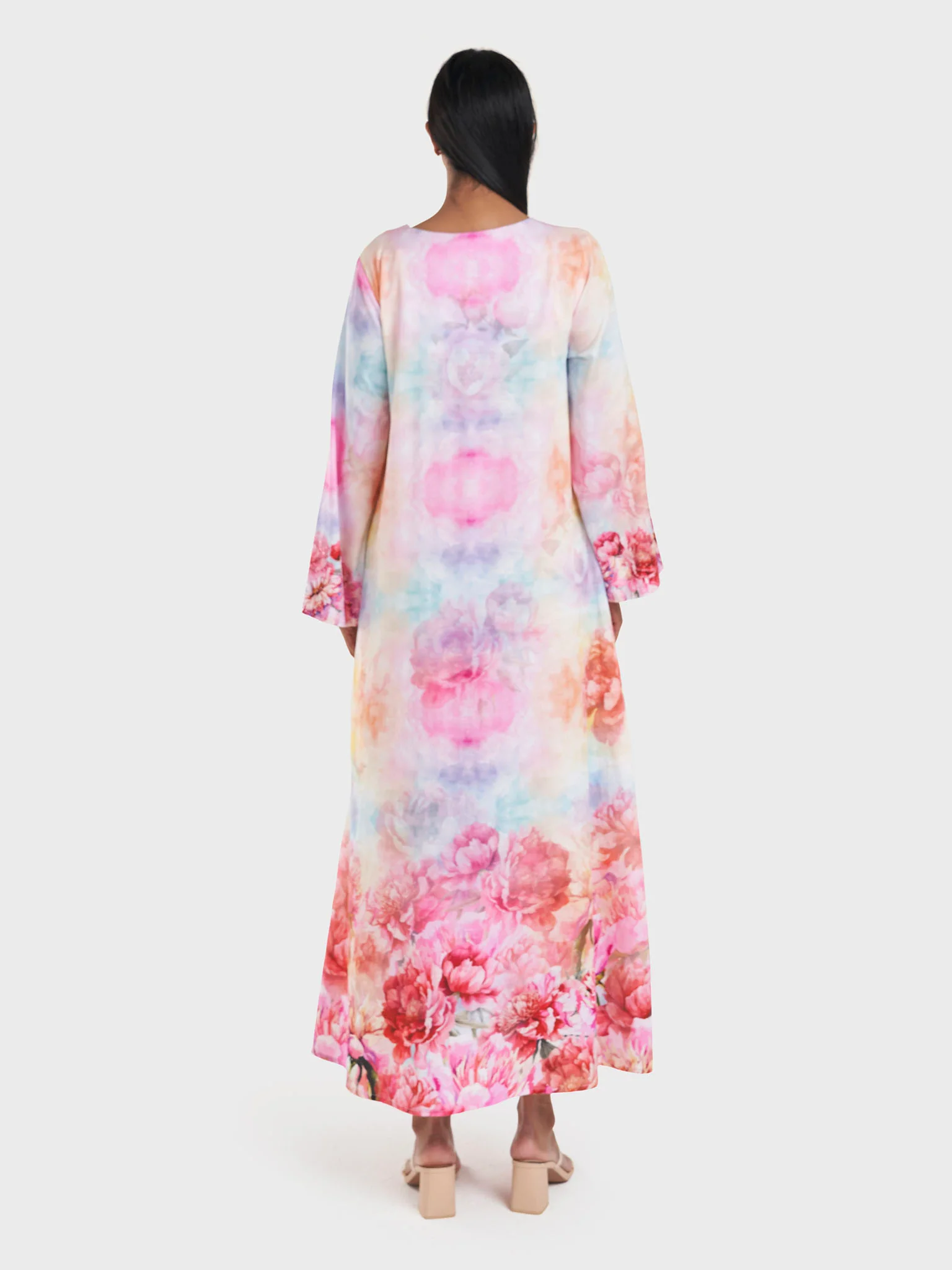 Multicolour Cotton Satin Floral Print Mukhawar Jalabiya (VDX03) - Image 4