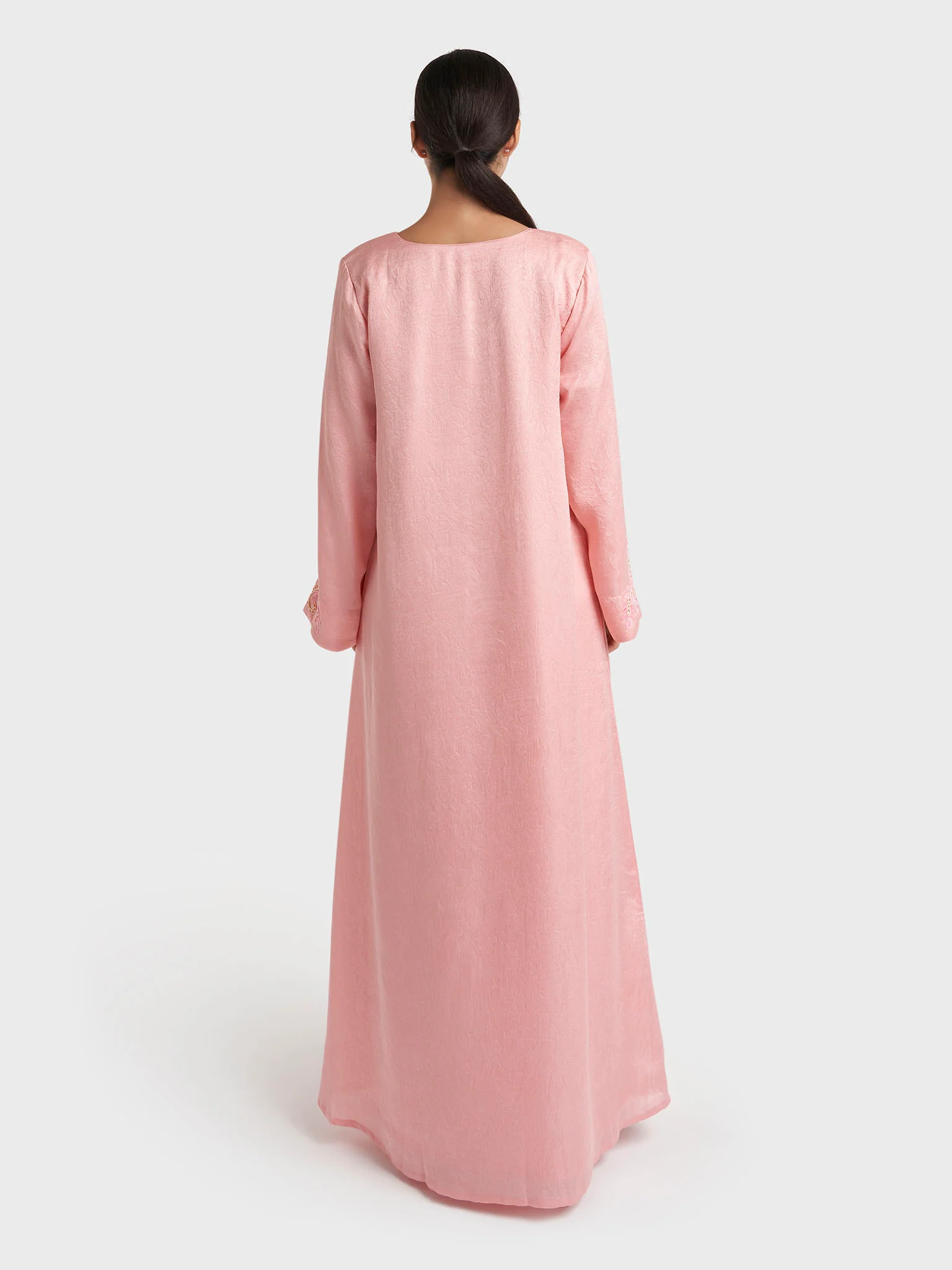 Peach Peach Texured Thread and Bead Work Jalabiya (VDP409) - Image 4