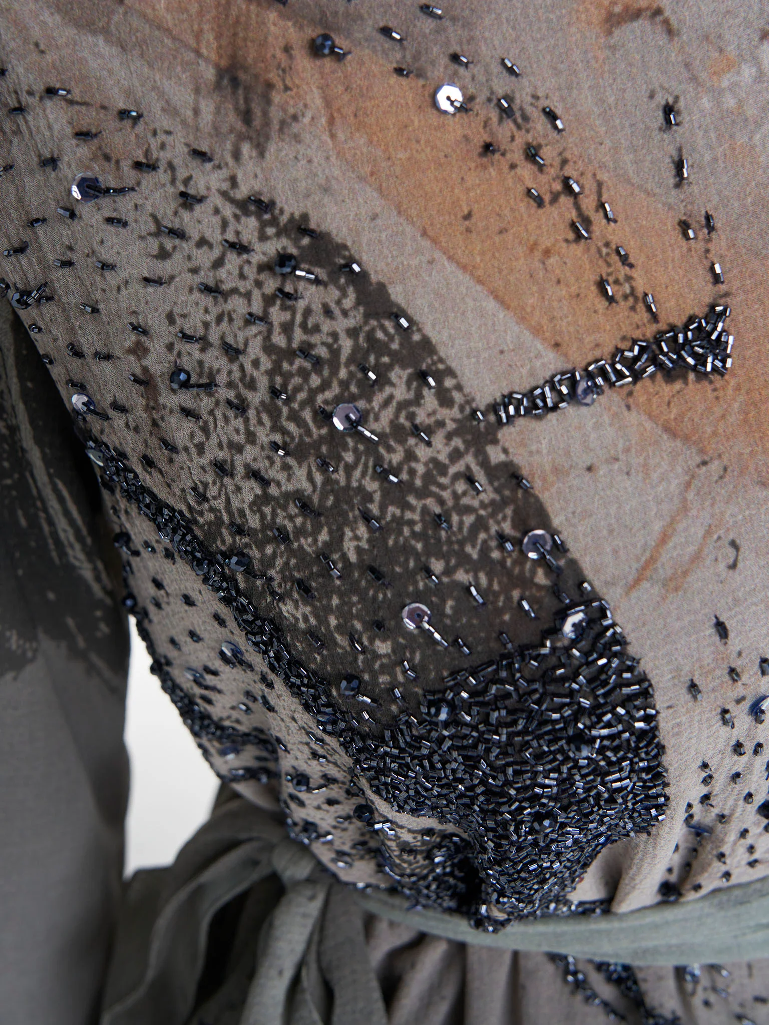 Grey Colour Hand Work Chiffon Abstract Printed Dress (VDX11) - Image 5